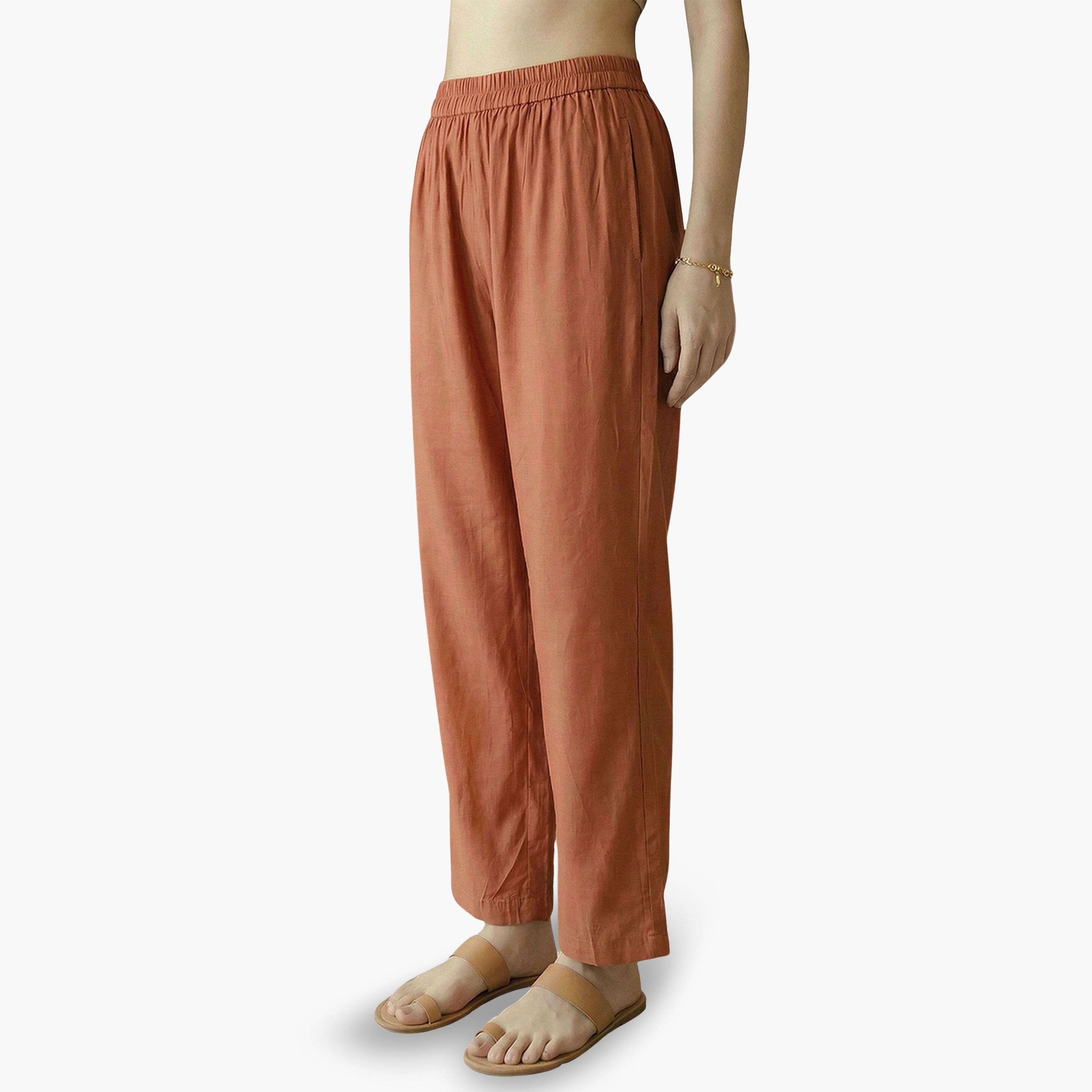 Globus X Styli Orange V-Neck Zari Embroidered A-Line Kurta with Pants and Dupatta Set-women-clothing-ethnicwear-kurtasets-image-5