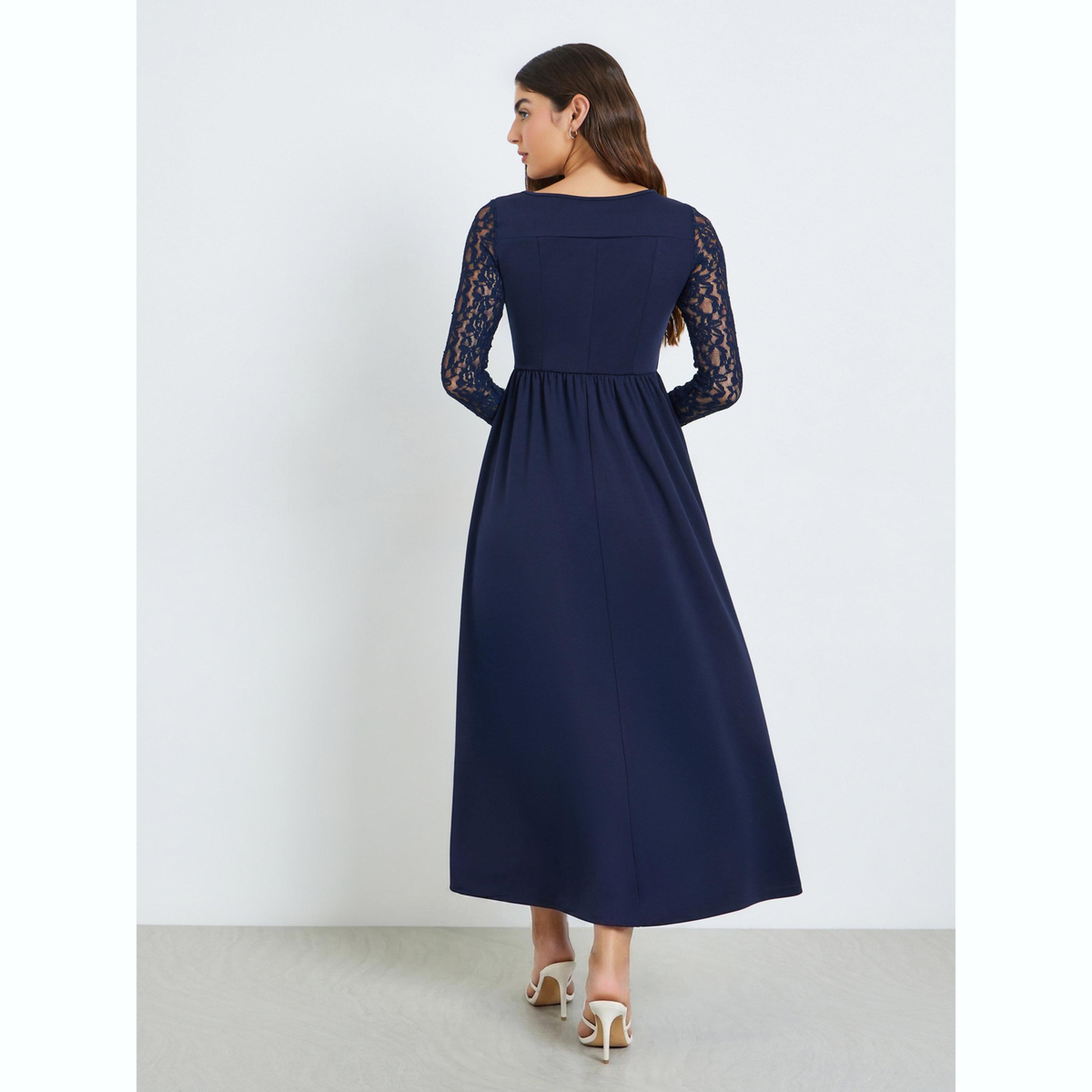 فستان طويل بحافة واسعة وأكمام دانتيل-women-clothing-dresses-image-4