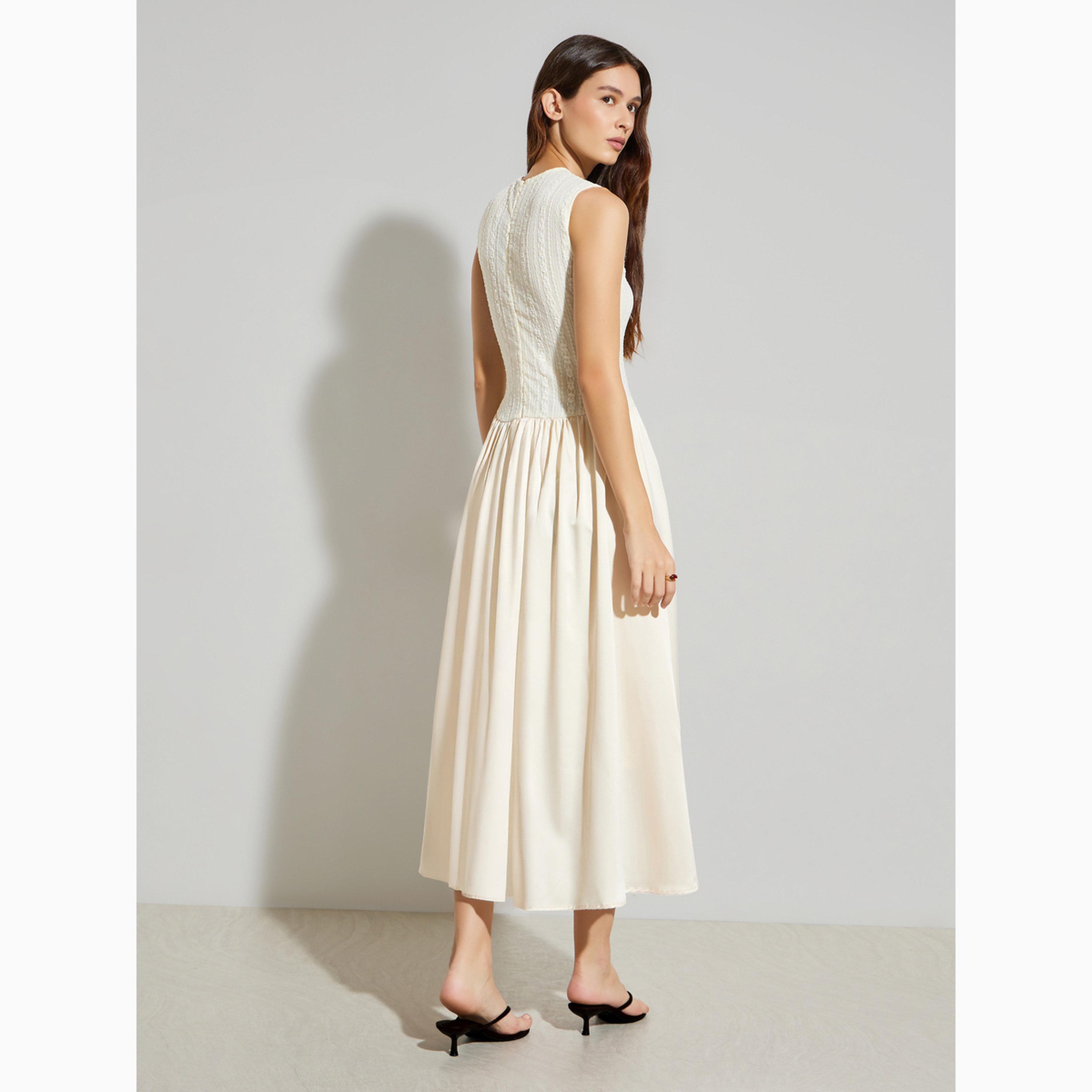 Styli Cream Lace Panel Sleeveless Maxi Dress-women-clothing-dresses-image-4