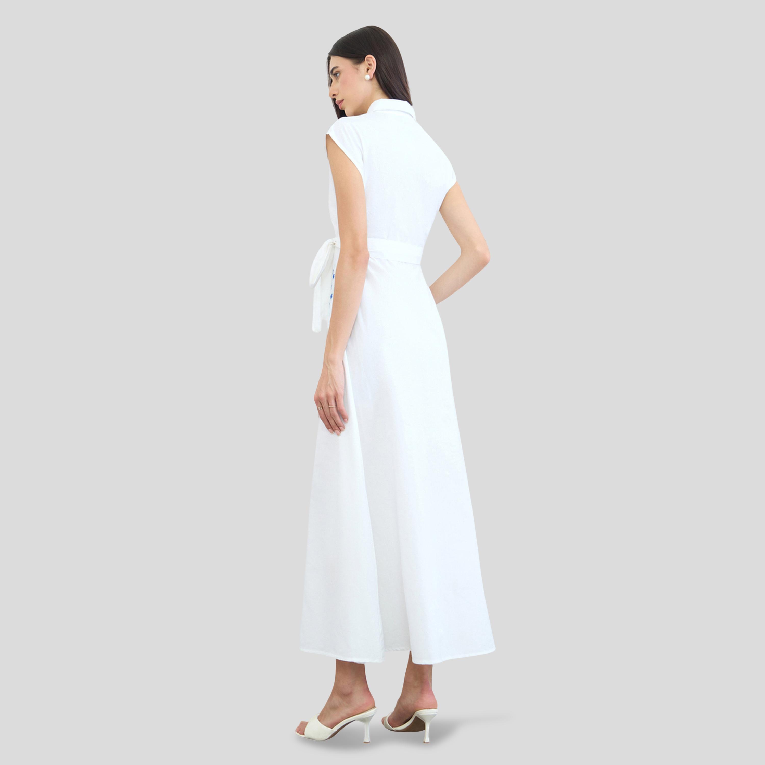 Styli White Embroidered Panel Cotton Shirt Maxi Dress-women-clothing-dresses-image-4