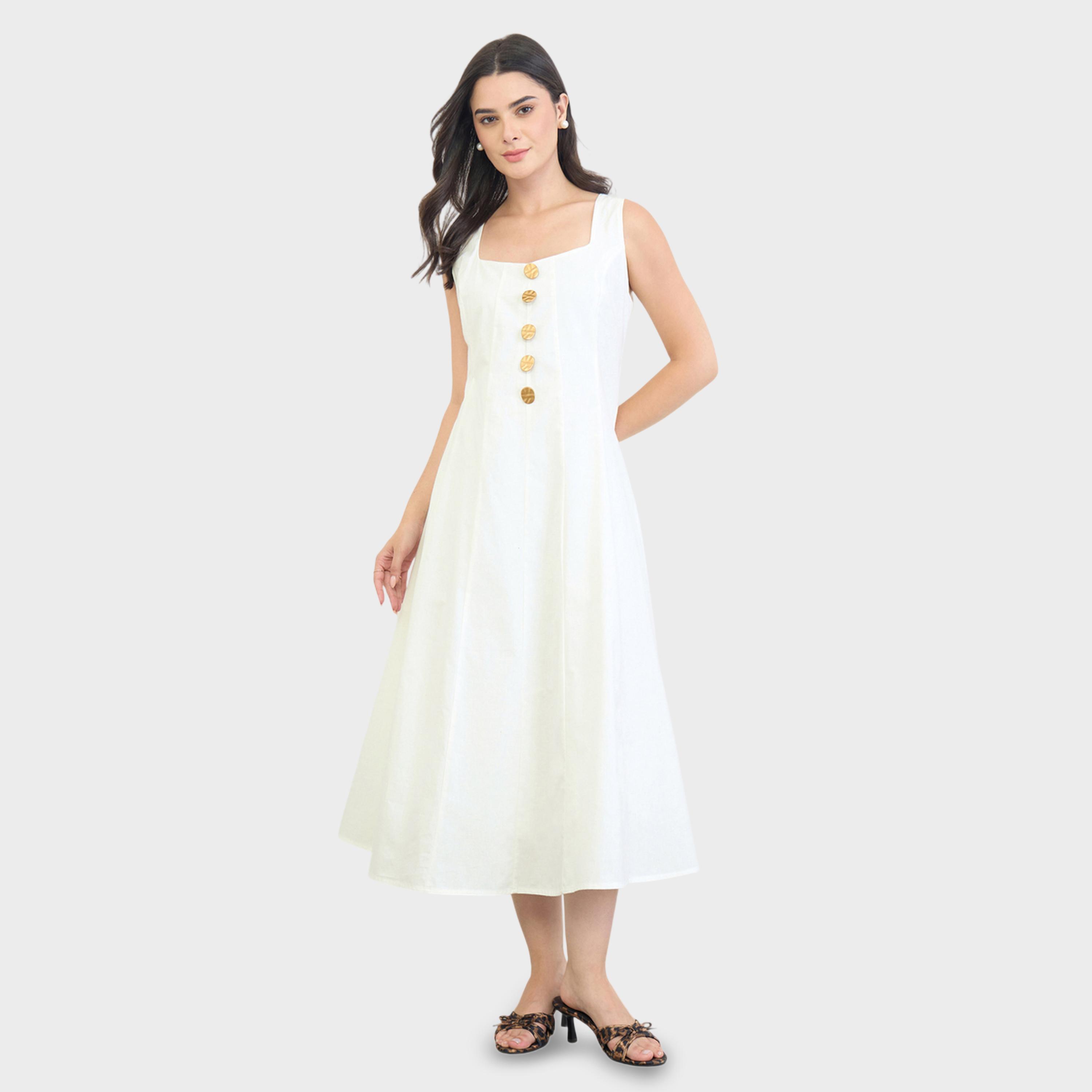 فستان ميدي بحافة واسعة وبدون أكمام-women-clothing-dresses-image-1