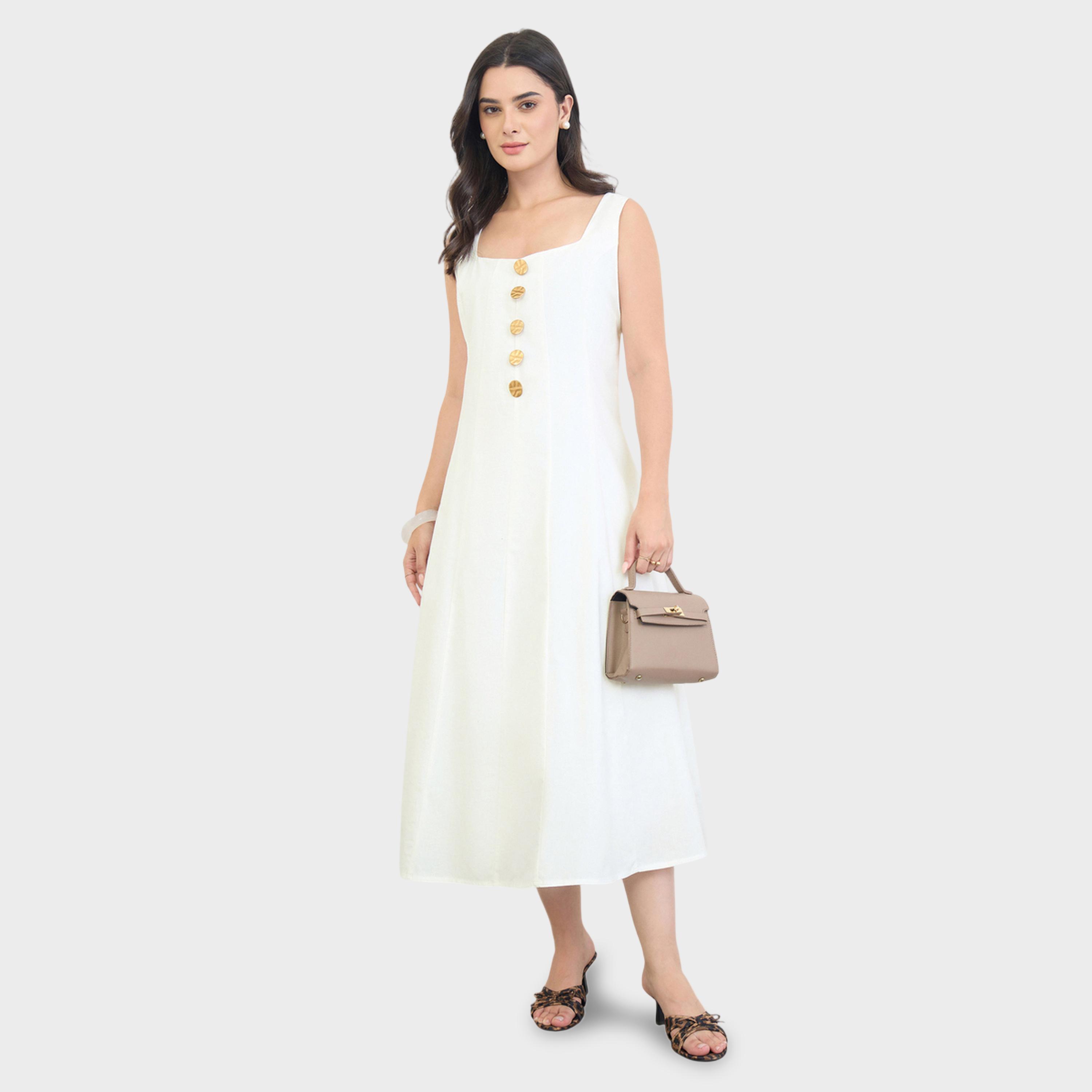 فستان ميدي بحافة واسعة وبدون أكمام-women-clothing-dresses-image-2