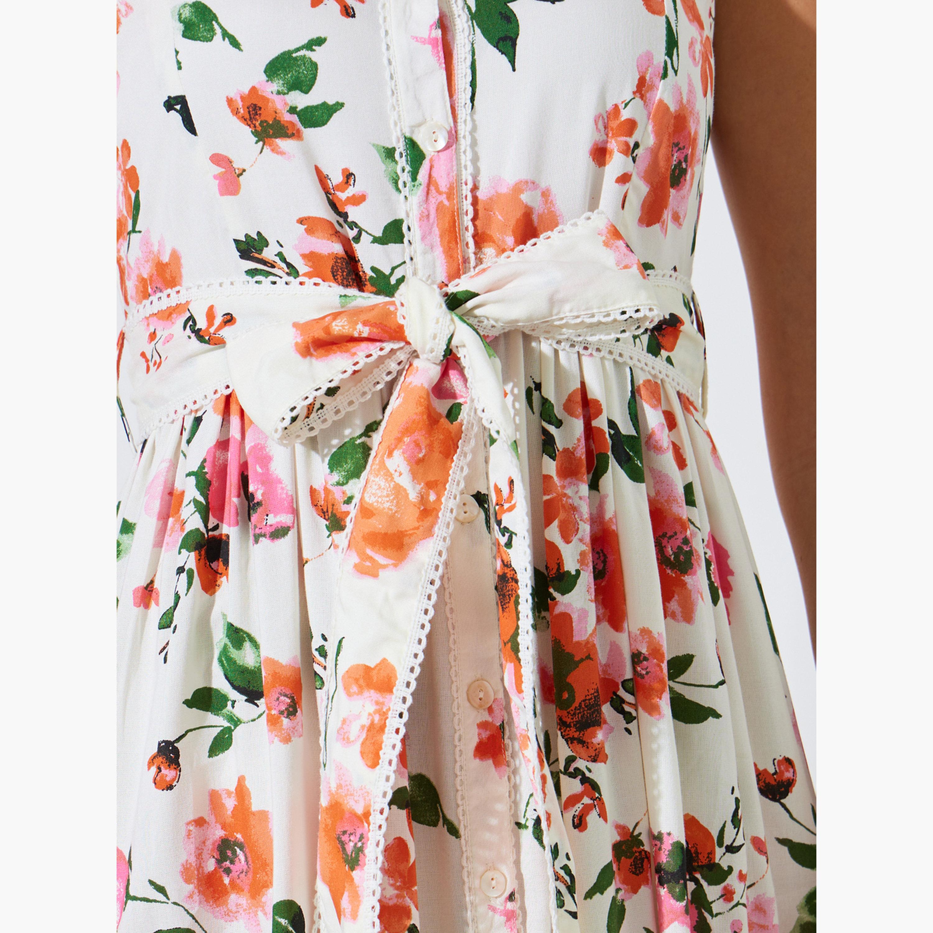 فستان ميدي بلوزة بدون أكمام بطبعات زهور-women-clothing-dresses-image-5
