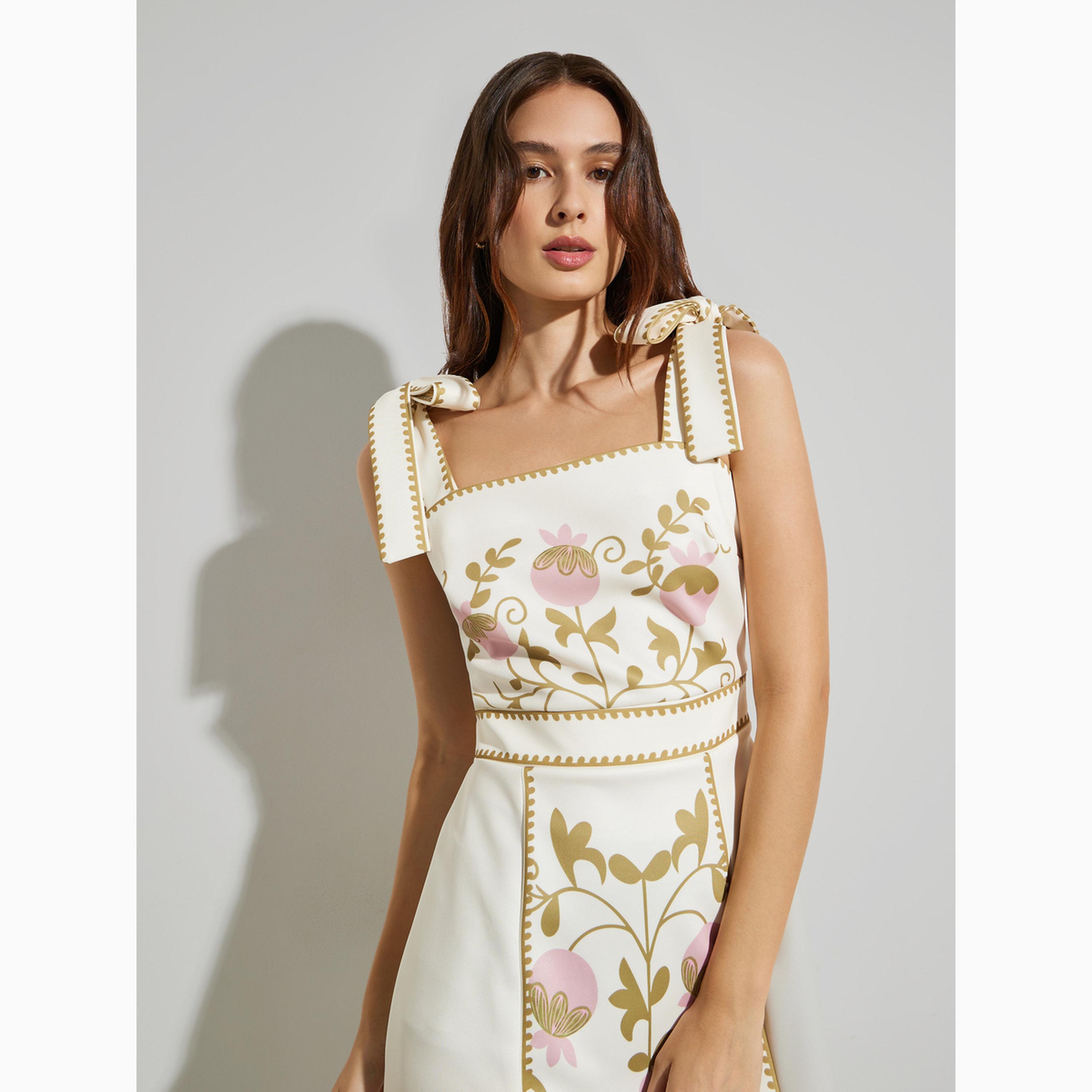 فستان ميدي برباط وتفاصيل زهور-women-clothing-dresses-image-2