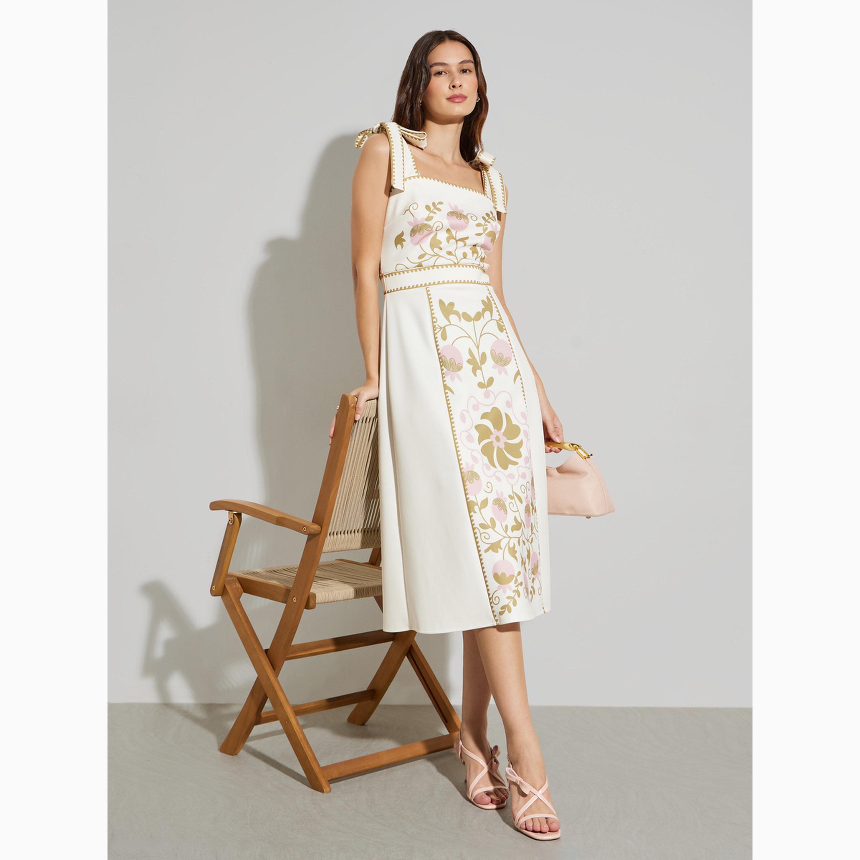 فستان ميدي برباط وتفاصيل زهور-women-clothing-dresses-image-3