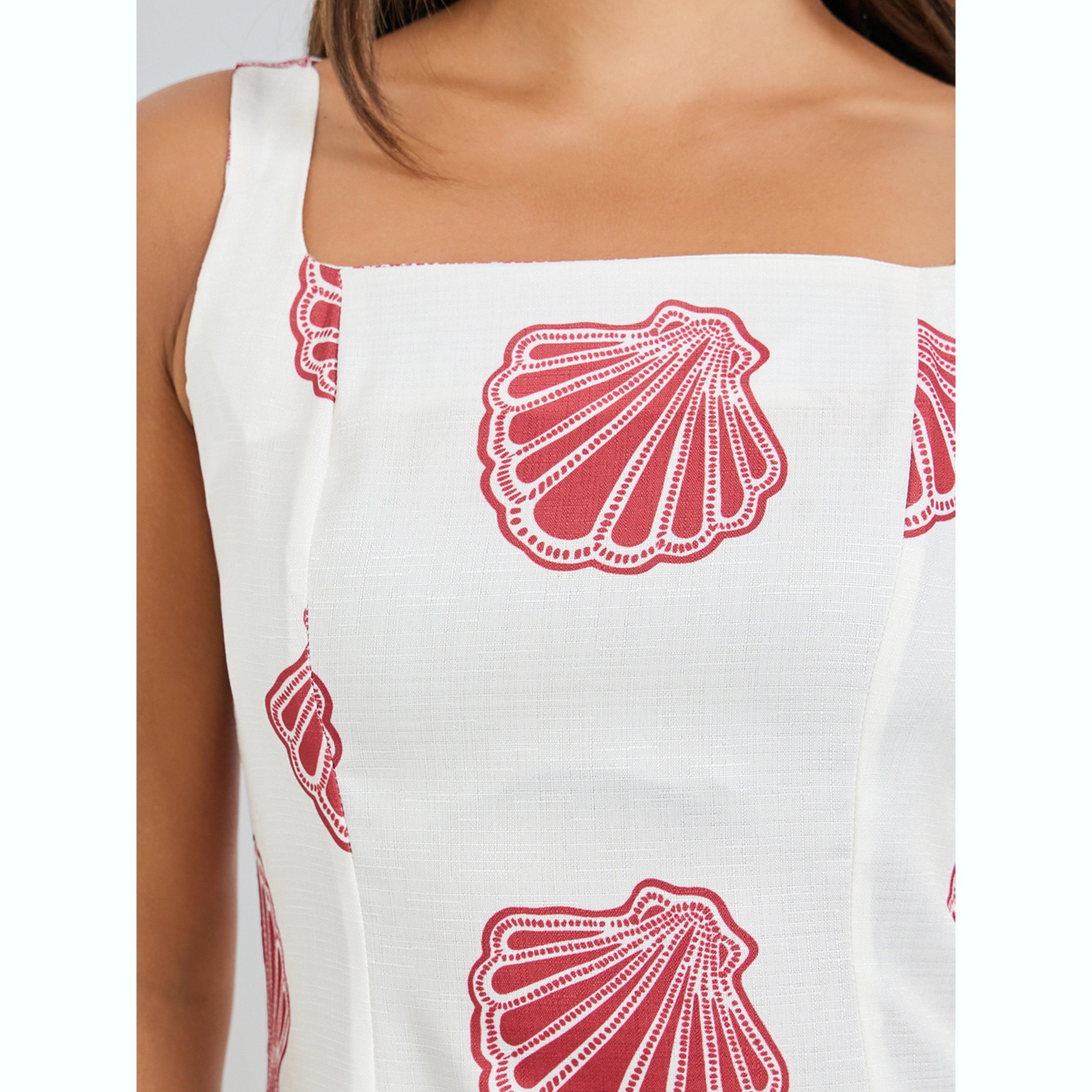 Styli Red Seashell Print A-Line Maxi Dress-women-clothing-dresses-image-5