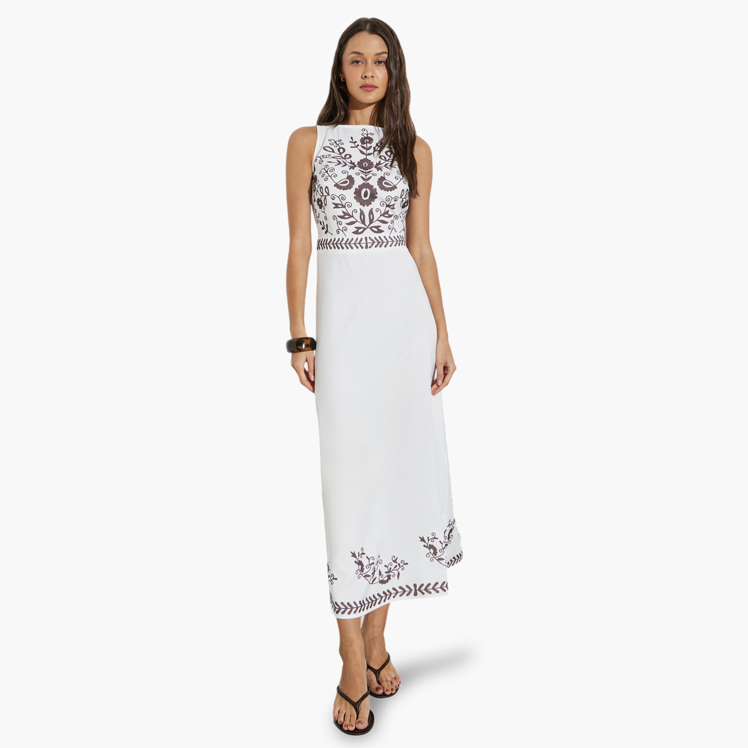 فستان طويل بدون أكمام وطبعات زهور-women-clothing-dresses-image-1