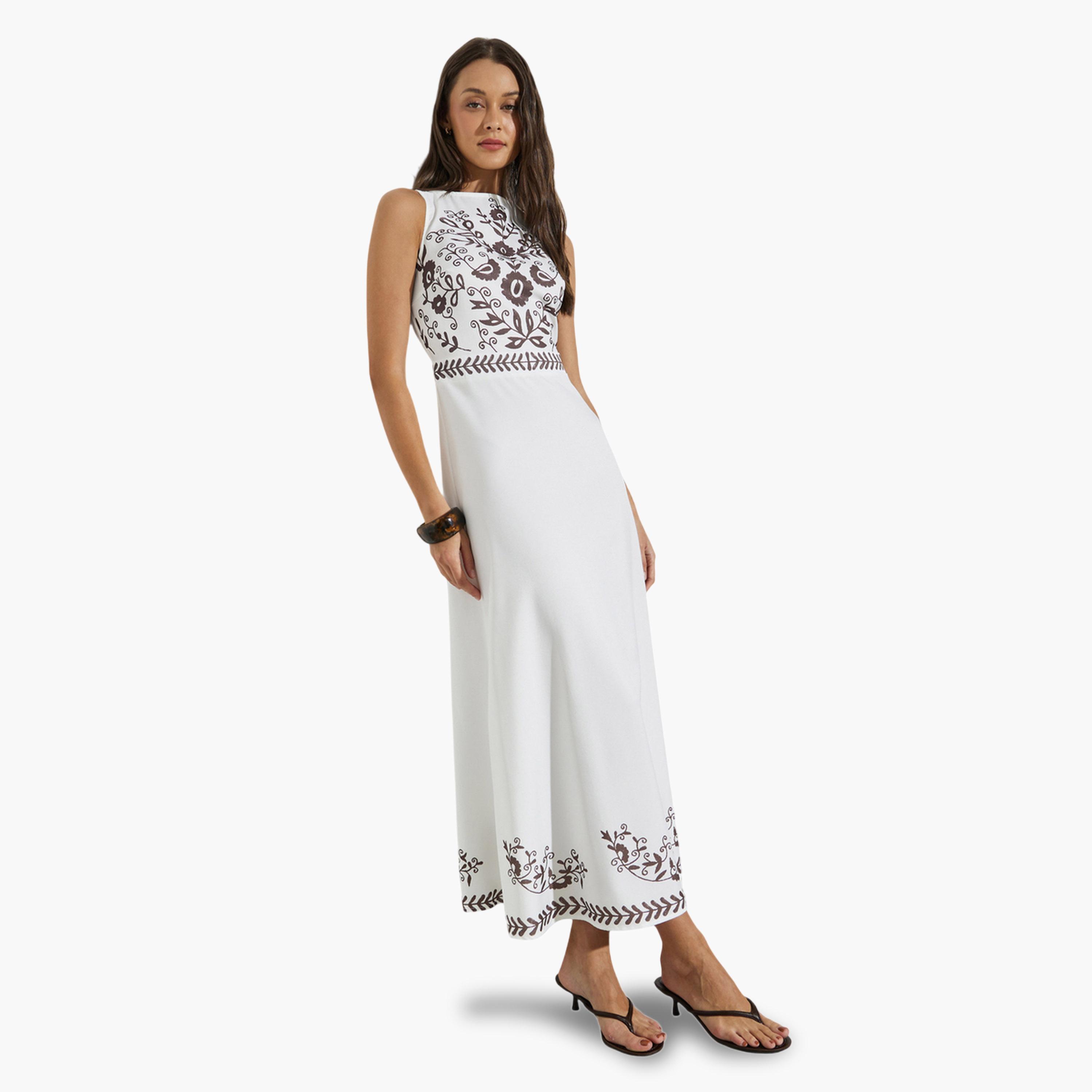 فستان طويل بدون أكمام وطبعات زهور-women-clothing-dresses-image-3