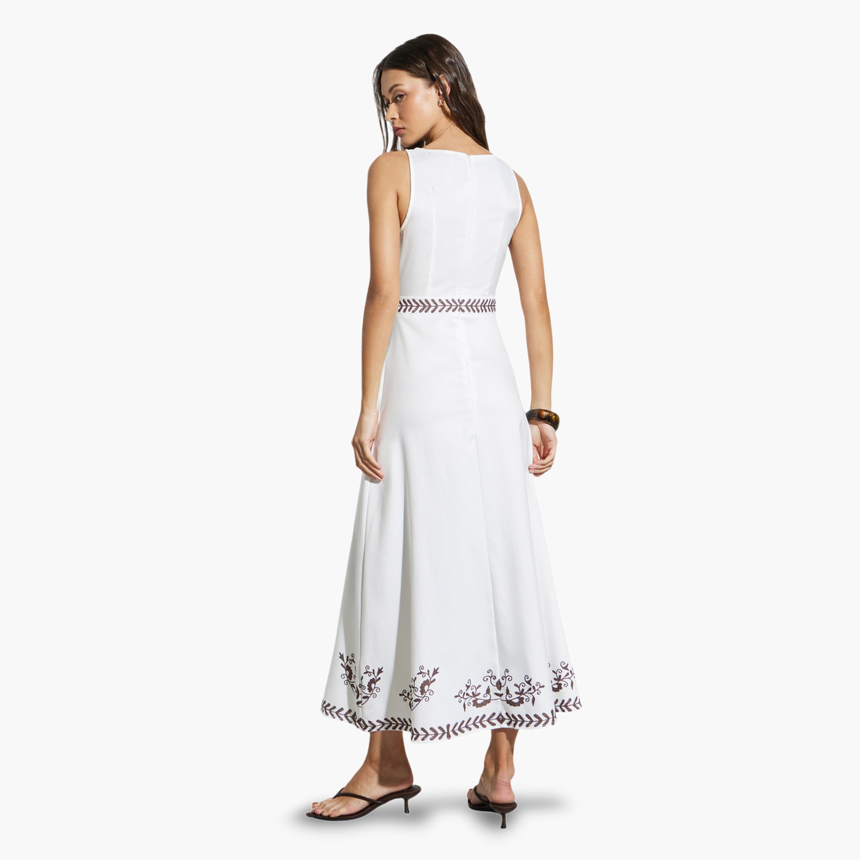فستان طويل بدون أكمام وطبعات زهور-women-clothing-dresses-image-4