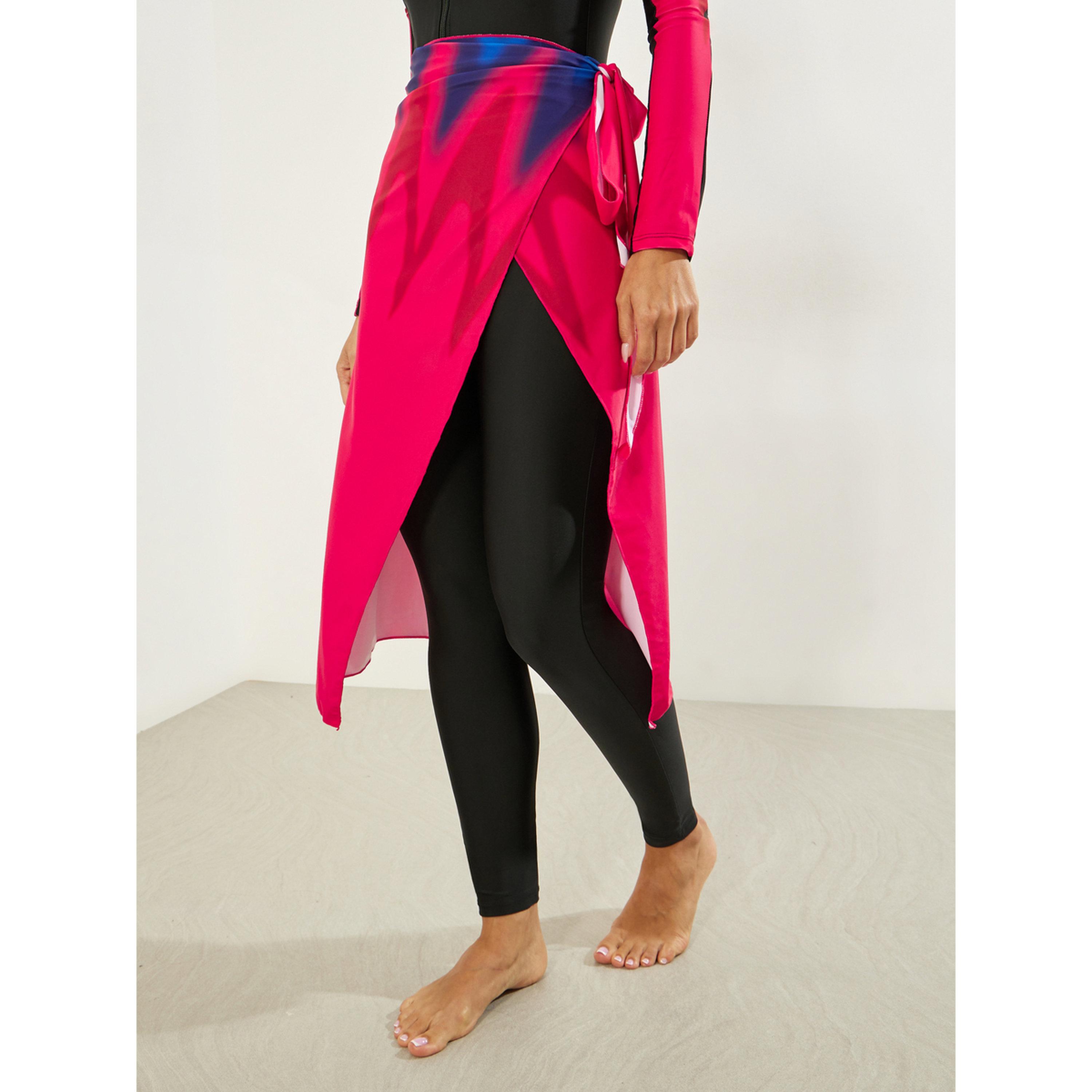 Styli Pack of 3 - Abstract Print Full Sleeve Swimsuit, Leggings and Printed Midi Wrap Skirt Burkini Set-women-clothing-swimandbeach-swim-burkinis-image-5