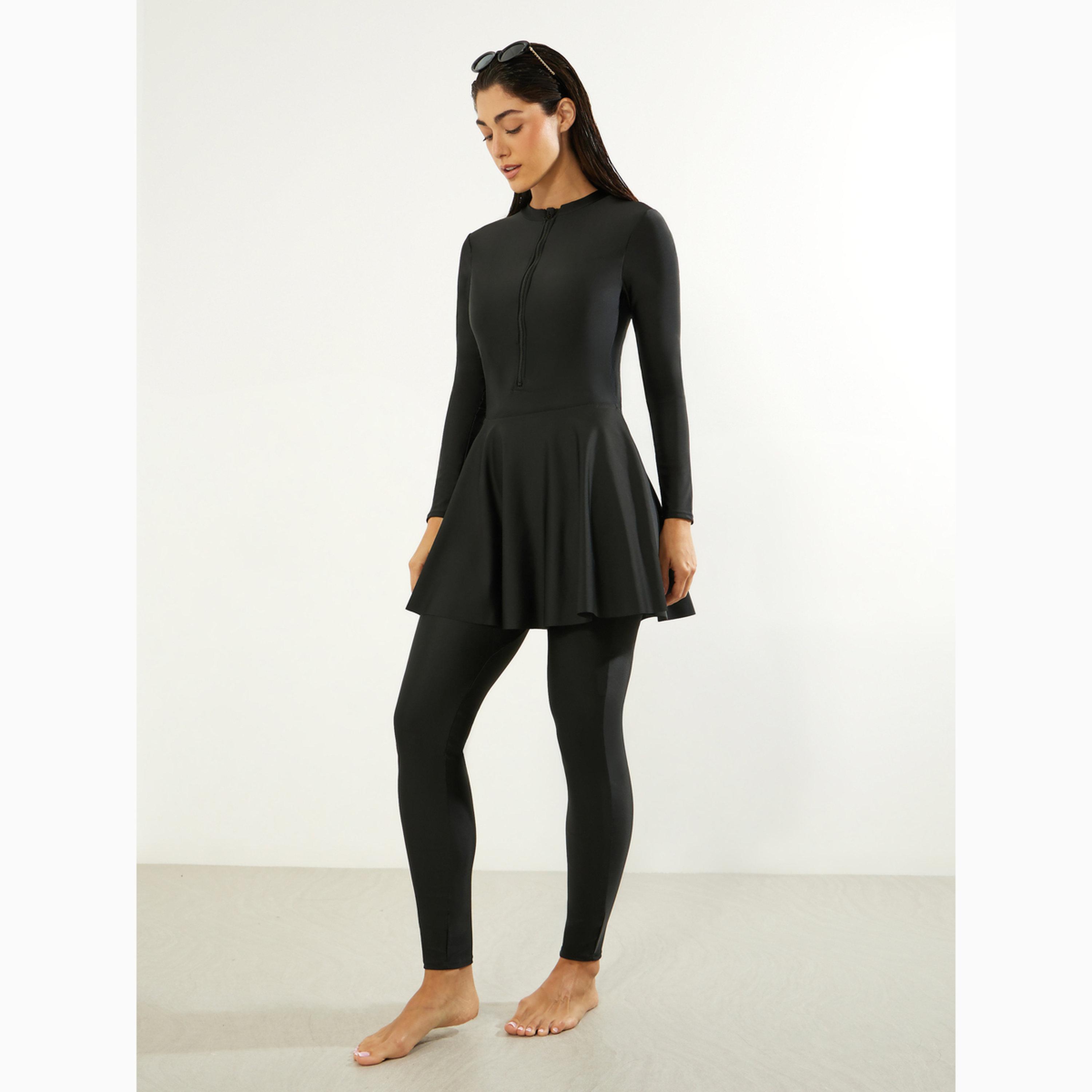 مجموعة بوركيني من تنورة وبوركيني قطعة واحدة بأكمام كاملة-women-clothing-swimandbeach-swim-burkinis-image-1