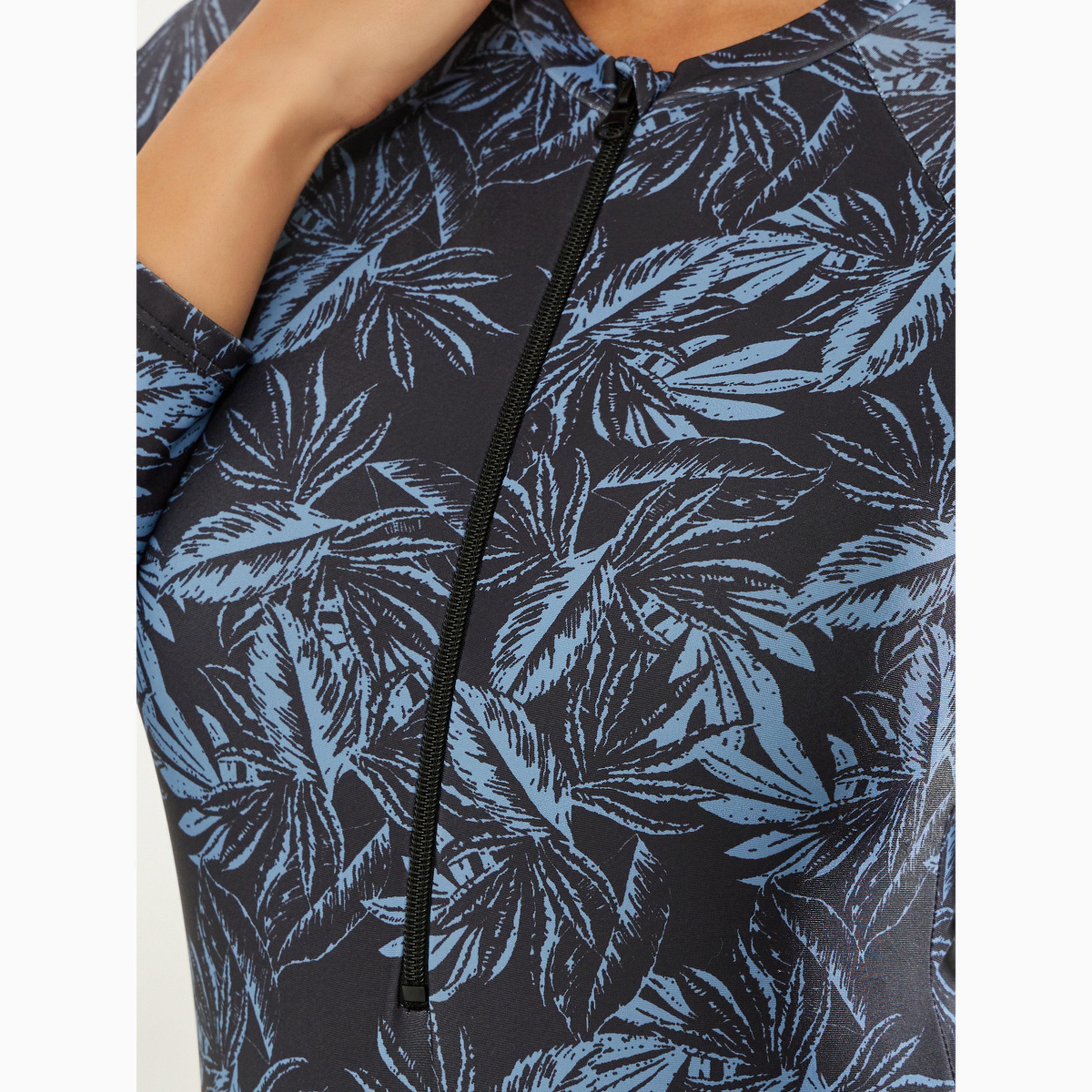 Styli Pack of 2 - Leaf Print Half-Zip Burkini and Leggings Set-women-clothing-swimandbeach-swim-burkinis-image-3