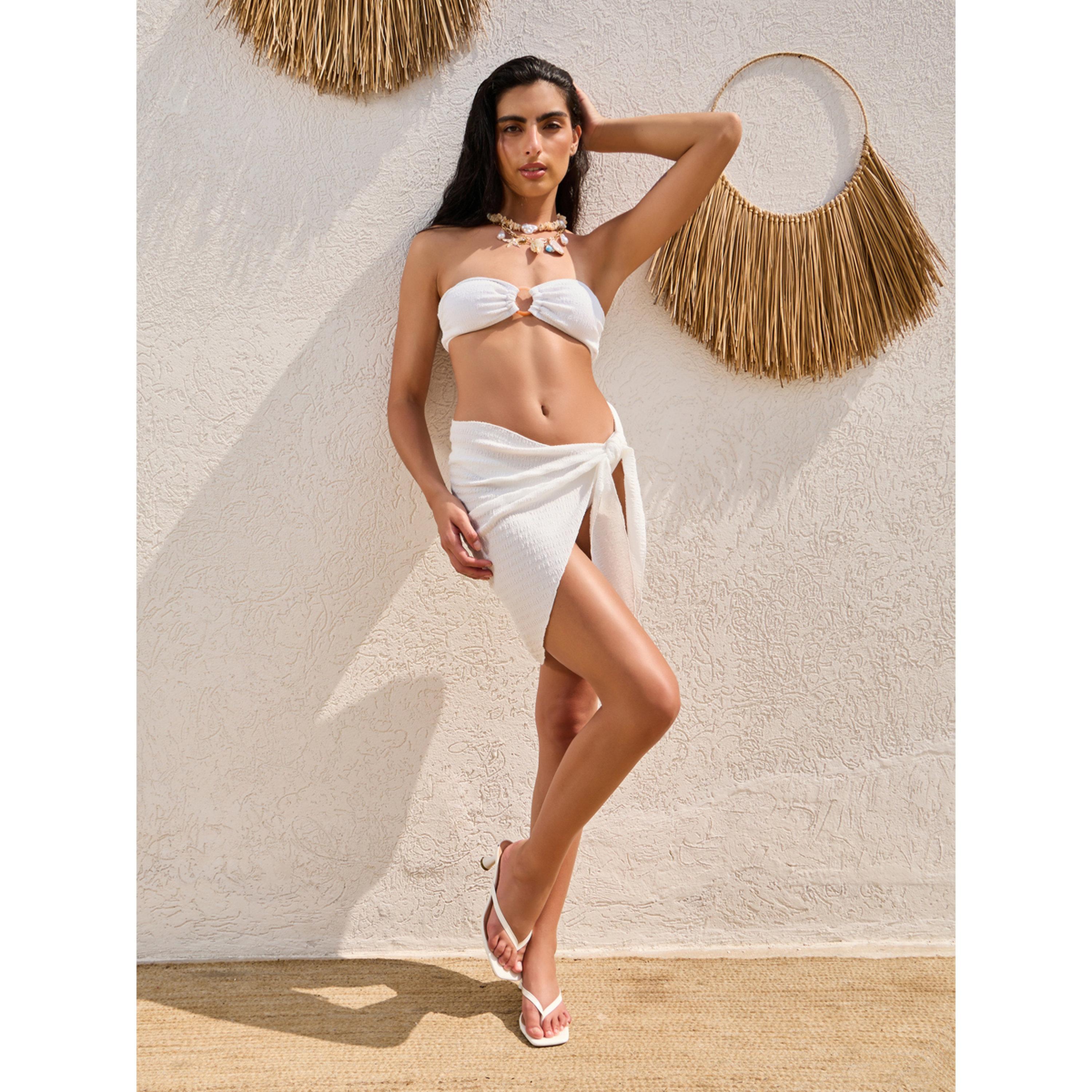 Styli Pack of 3 - Textured Padded Bandeau Bikini, Brief and Tie Wrap Sarong-women-clothing-swimandbeach-swim-swimsuits-image-2