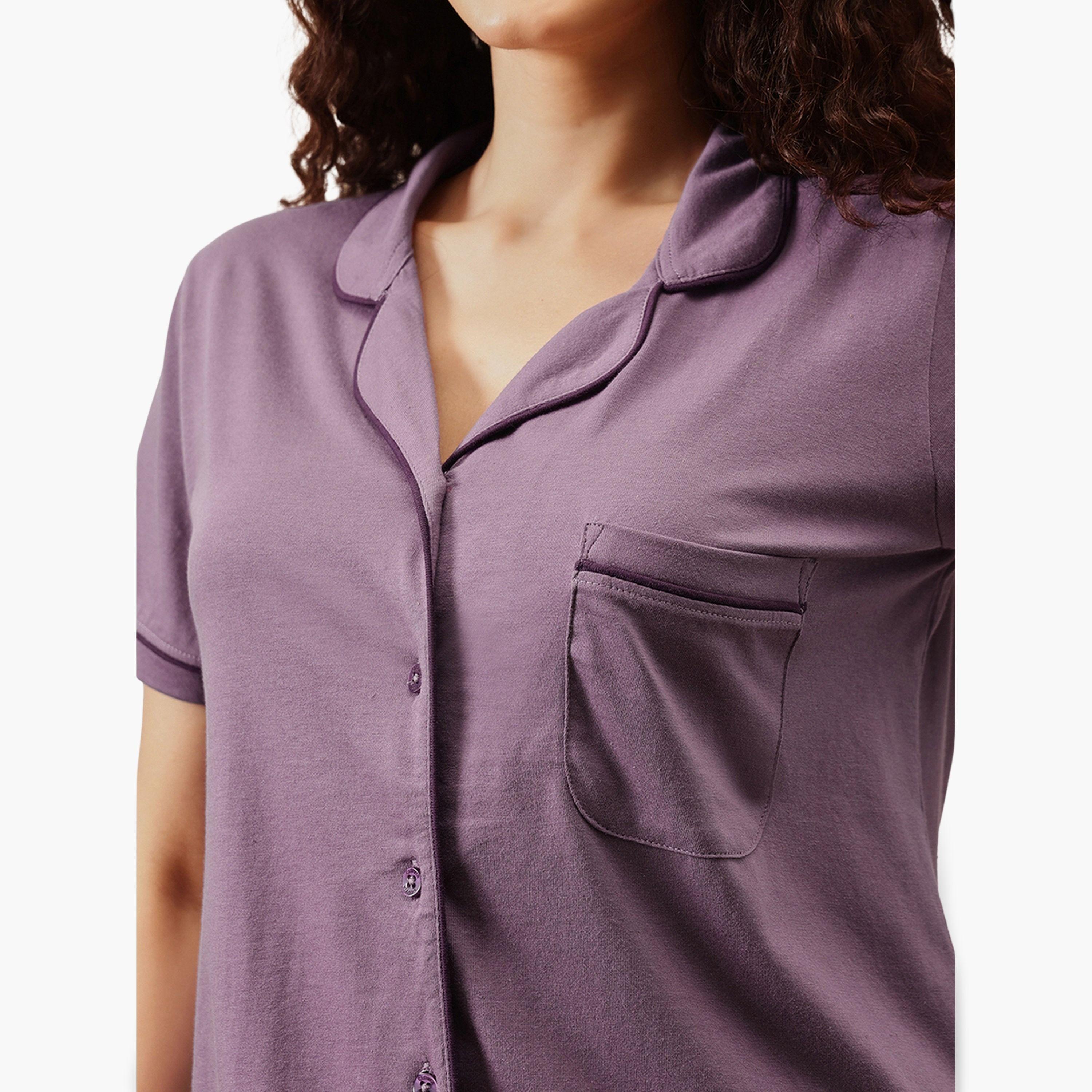 مجموعة من قميص قطن سادة وبيجاما-women-clothing-nightwear-pyjamas-longsets-image-5
