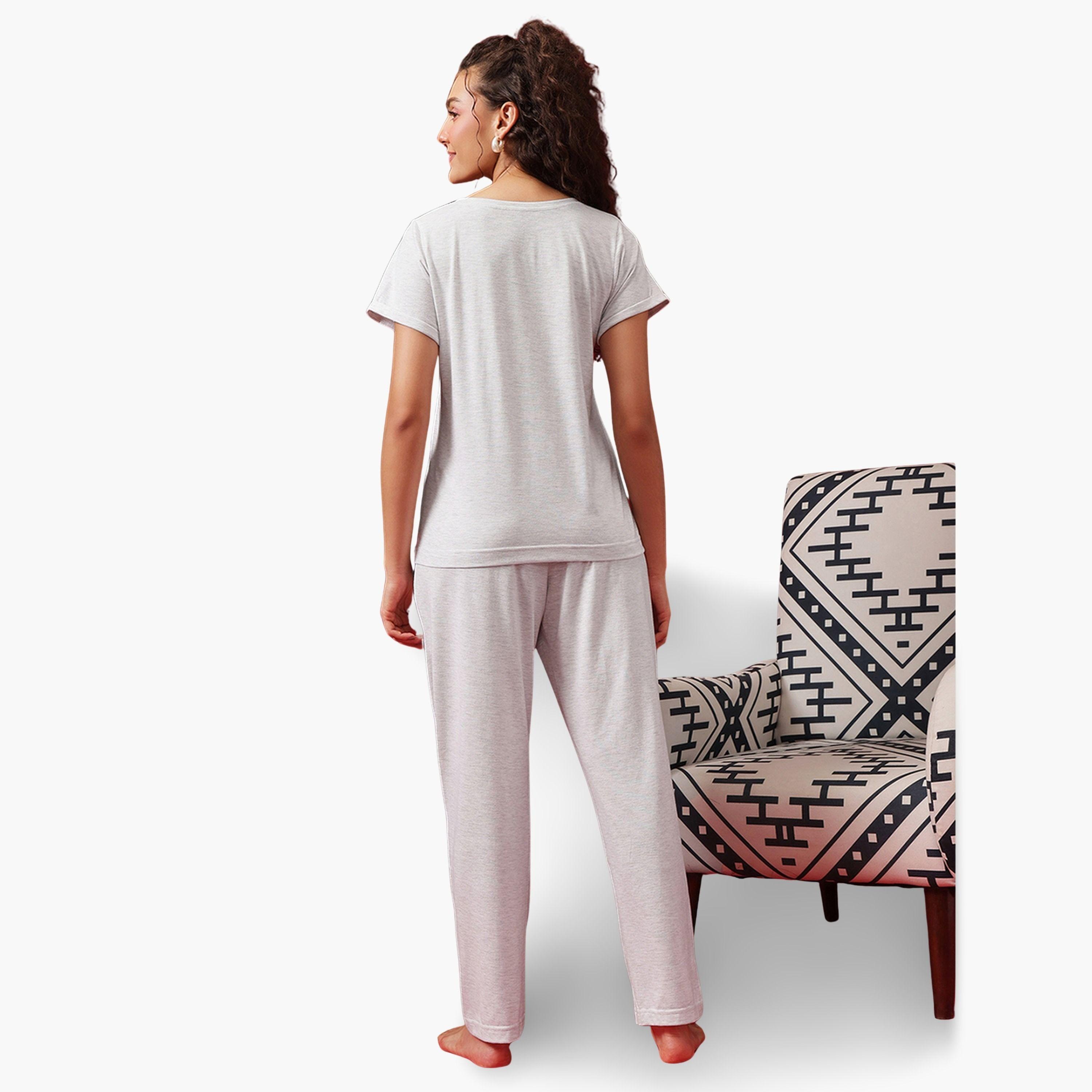 مجموعة من تيشيرت قطن بطبعة جرافيك وبيجاما-women-clothing-nightwear-pyjamas-longsets-image-4