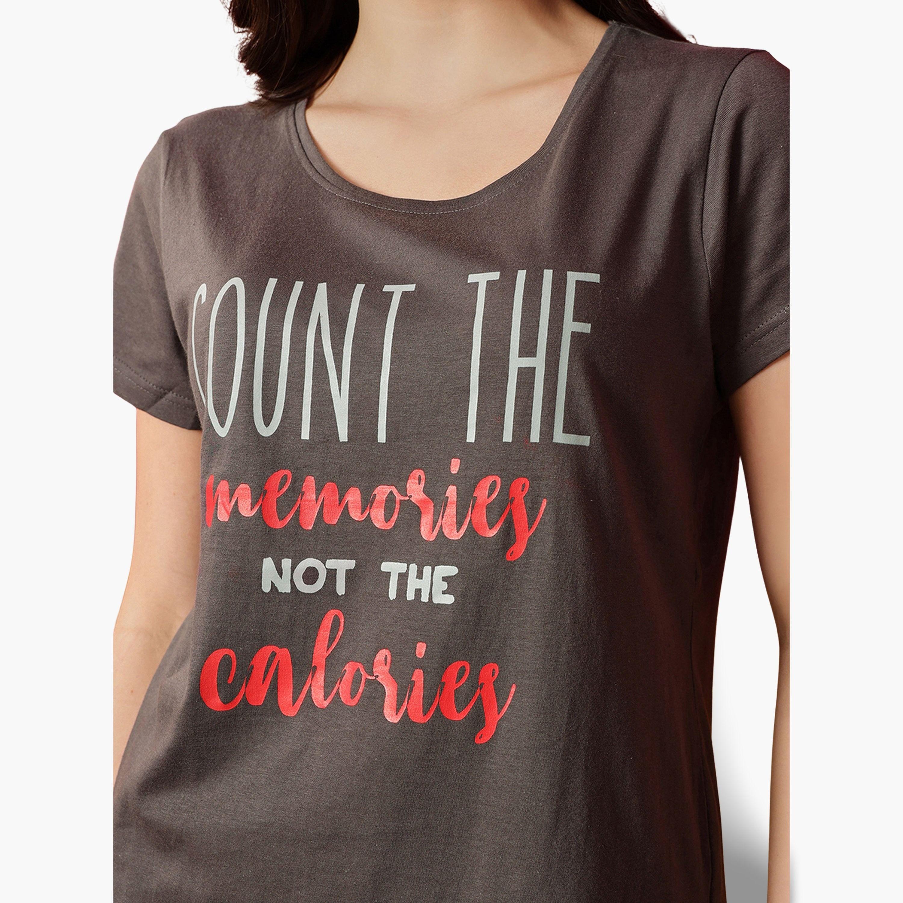 مجموعة من تيشيرت قطن بطبعة نص وبيجاما مطبوعة-women-clothing-nightwear-pyjamas-longsets-image-6