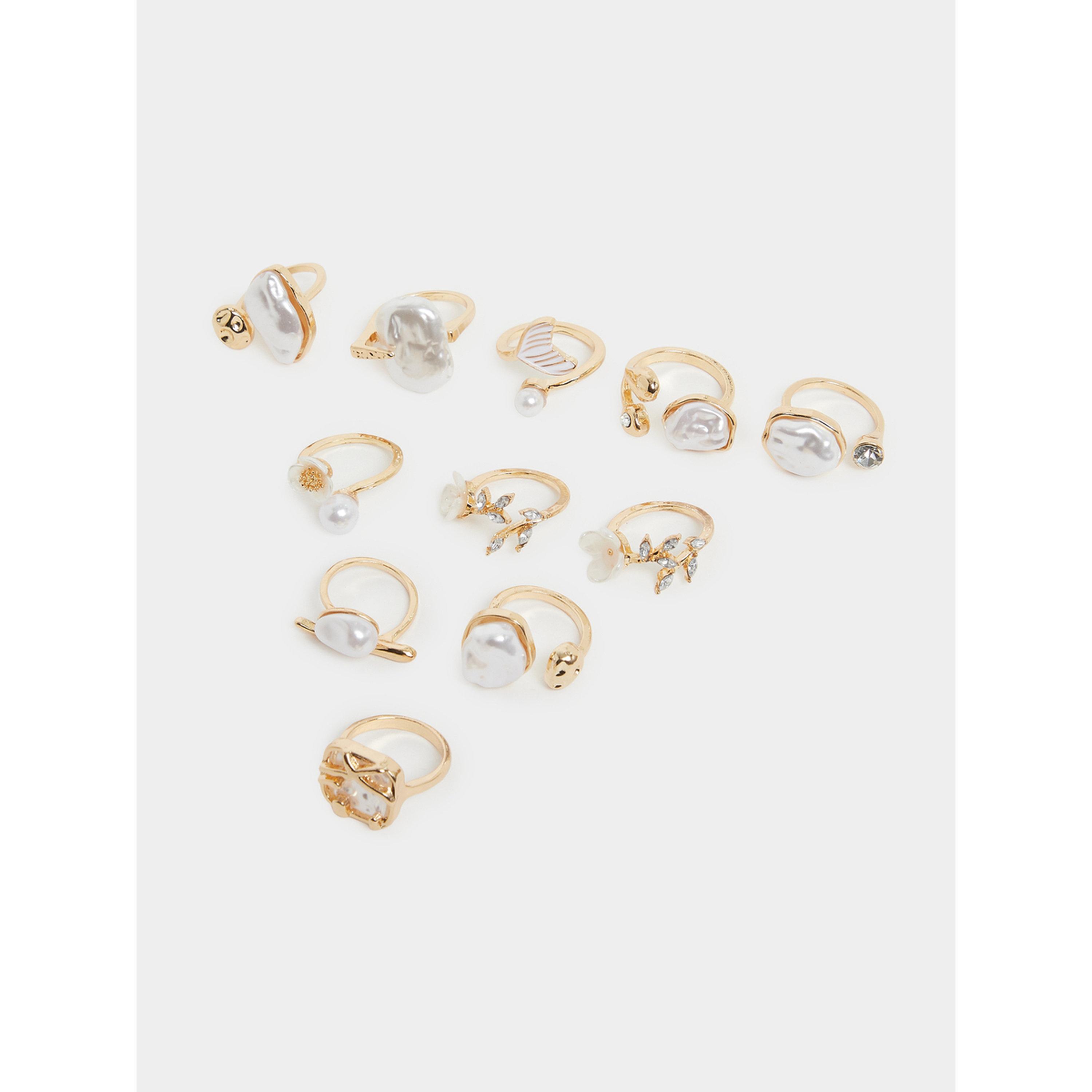مجموعة من 11 خاتم مزين بلؤلؤ صناعي-women-watchesandjewellery-jewellery-rings-image-1