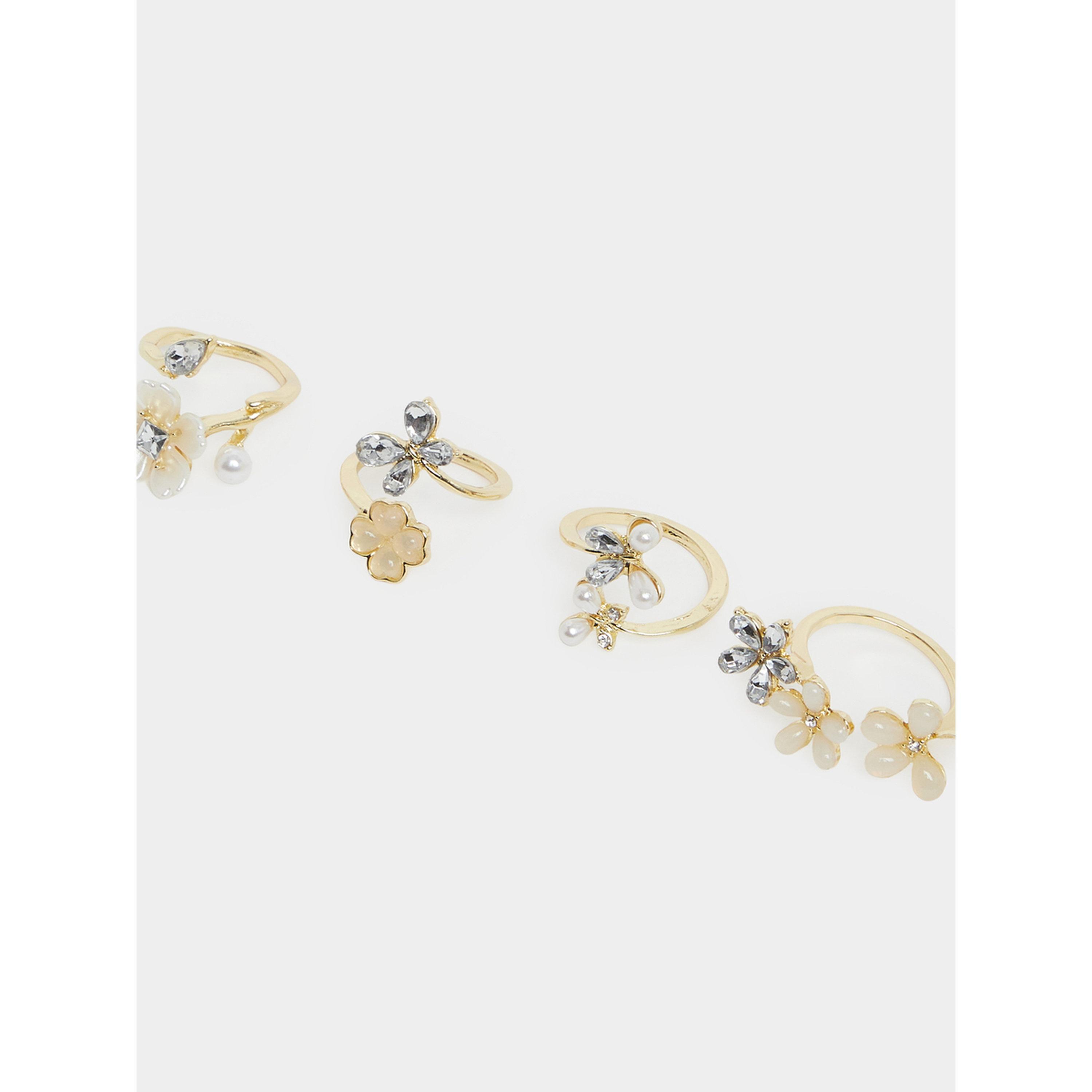 Styli Pack of 4 - Embellished Floral Rings-women-watchesandjewellery-jewellery-rings-image-2