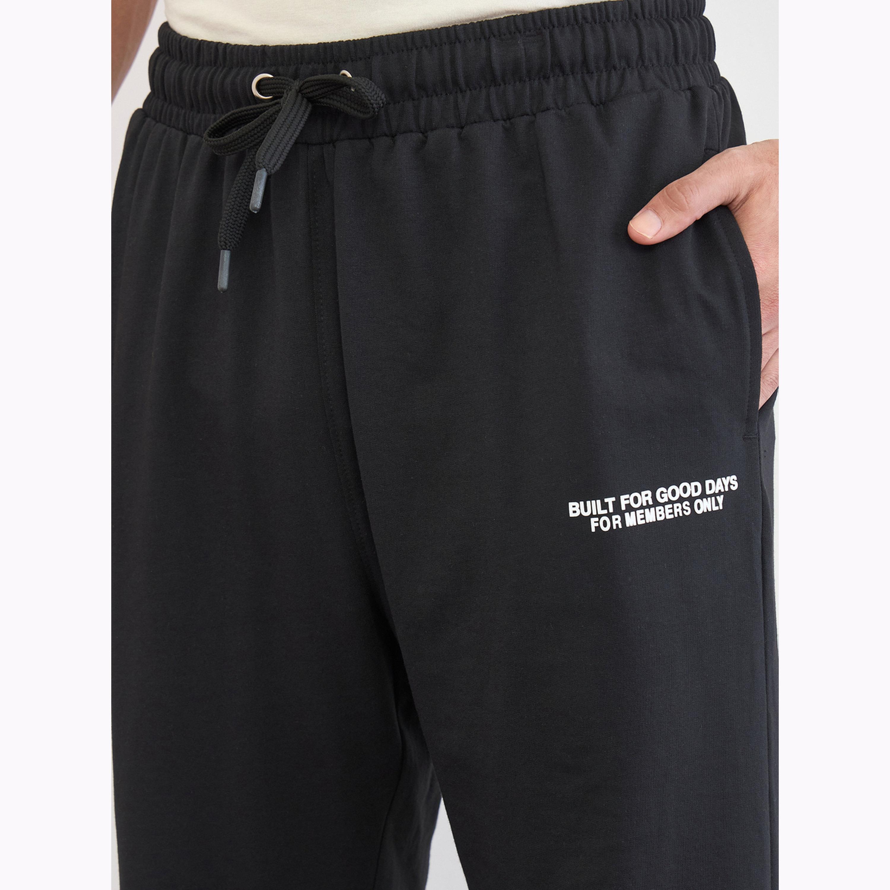 Styli Men Black Slogan Oversized Joggers-men-clothing-bottoms-joggers-image-3