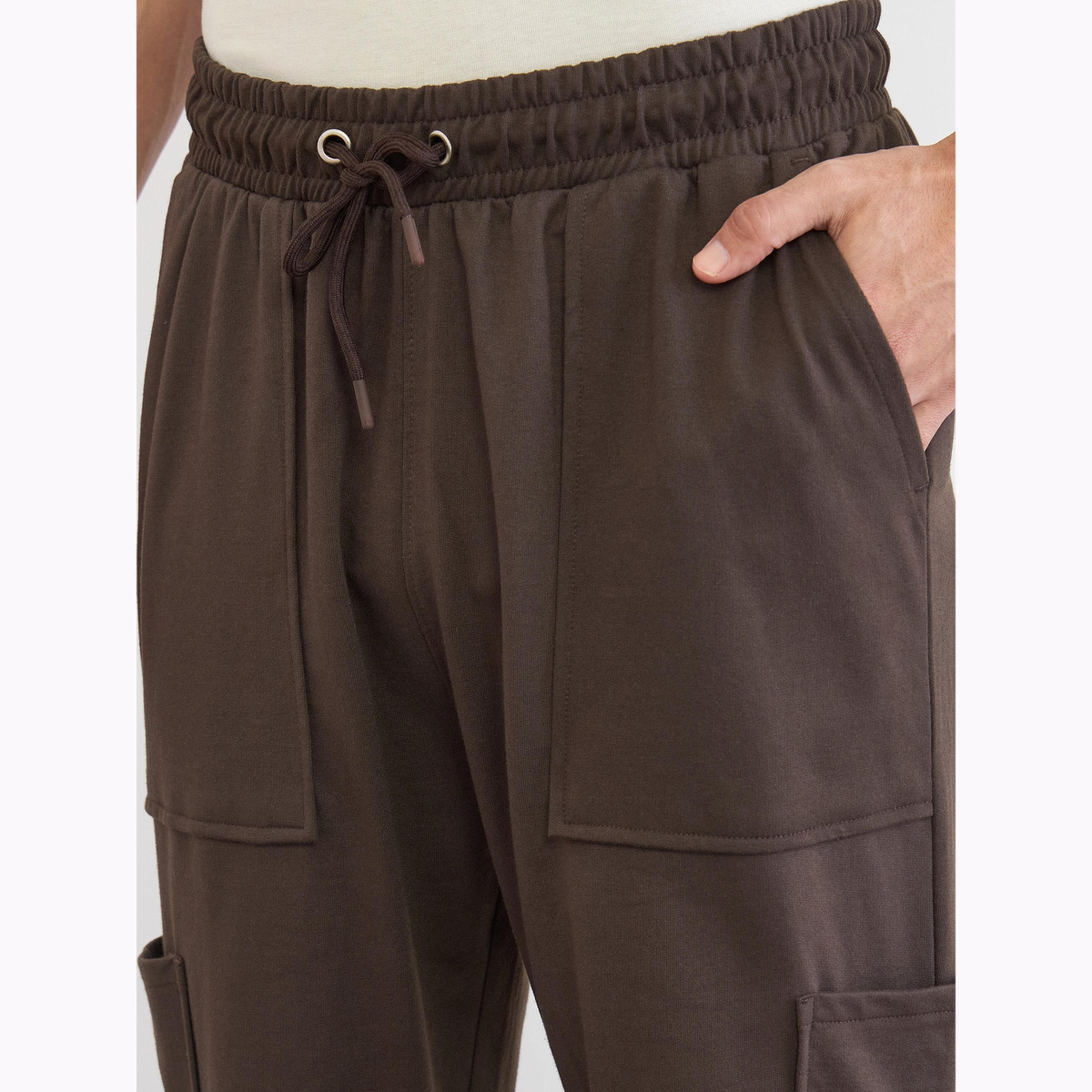 Styli Men Brown Relaxed Fit Cargo Joggers-men-clothing-bottoms-joggers-image-3