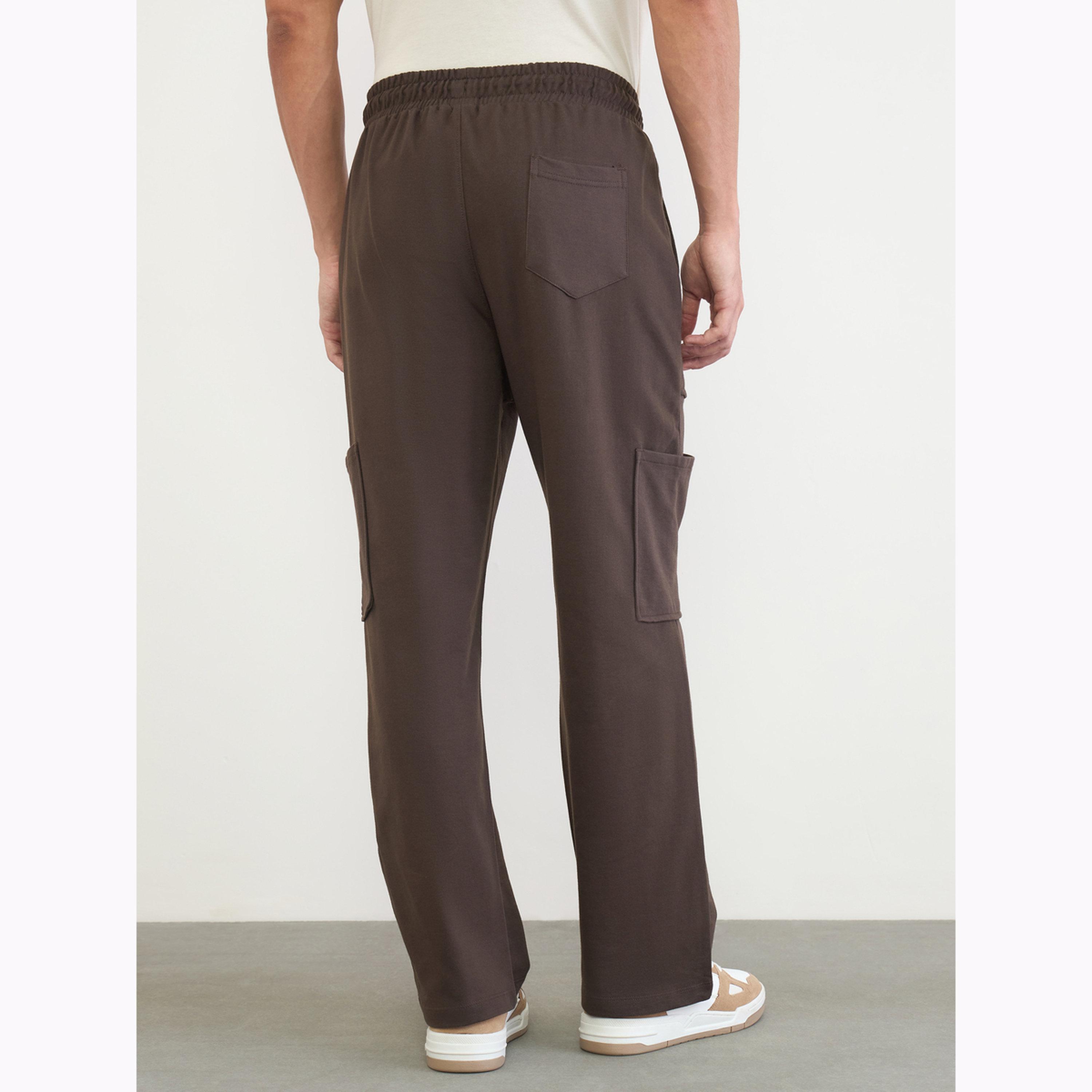 Styli Men Brown Relaxed Fit Cargo Joggers-men-clothing-bottoms-joggers-image-4