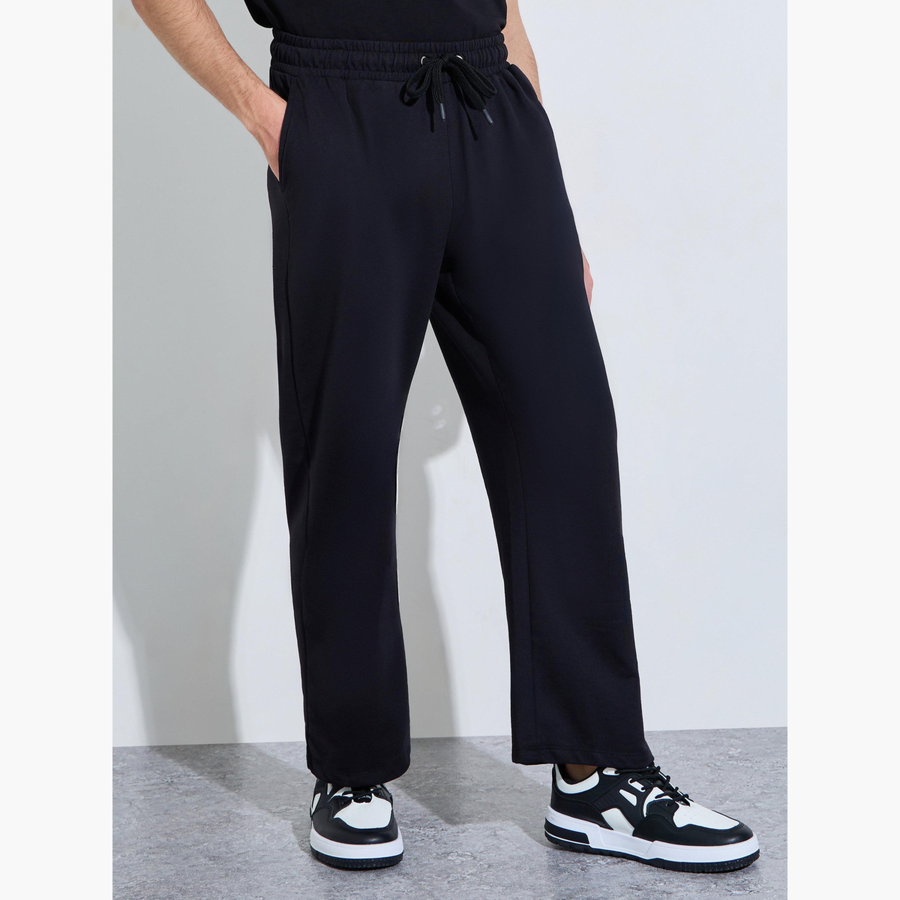 بنطال جوغر بقصة مستقيمة وخيط سحب مزيج قطن للرجال-men-clothing-bottoms-joggers-image-1