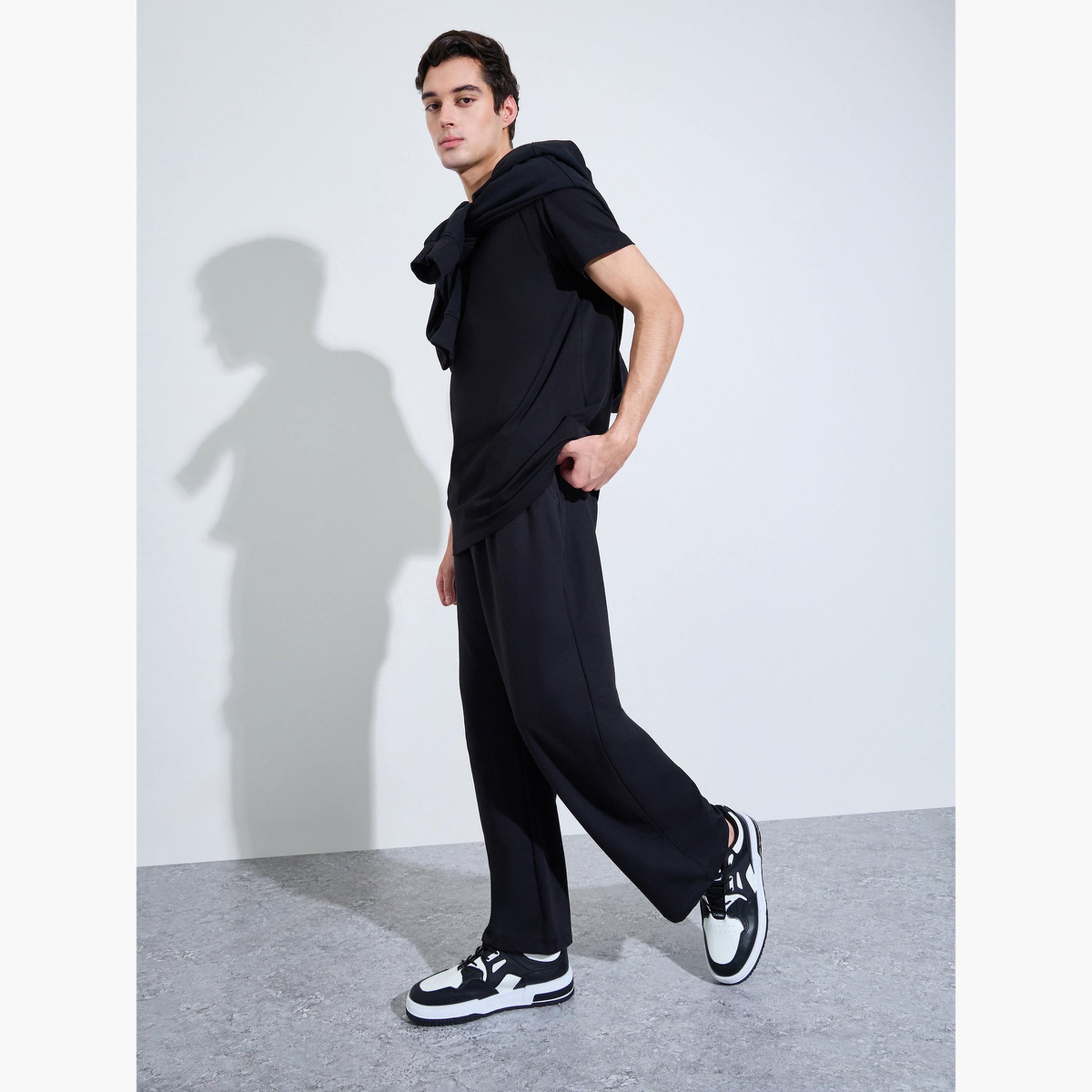 بنطال جوغر بقصة مستقيمة وخيط سحب مزيج قطن للرجال-men-clothing-bottoms-joggers-image-2