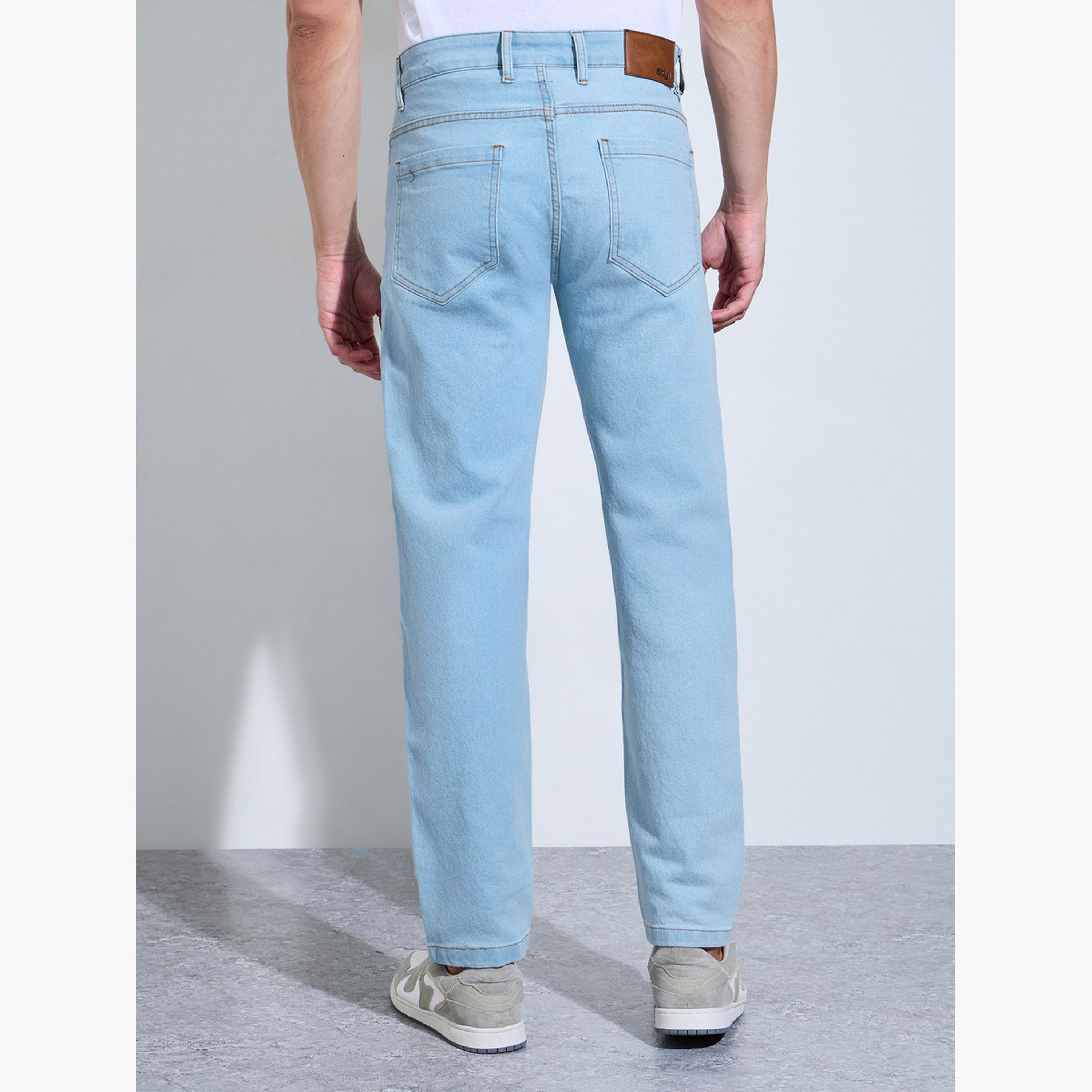 بنطال جينز بيسيك بقصة مستقيمة للرجال-men-clothing-bottoms-jeans-image-4