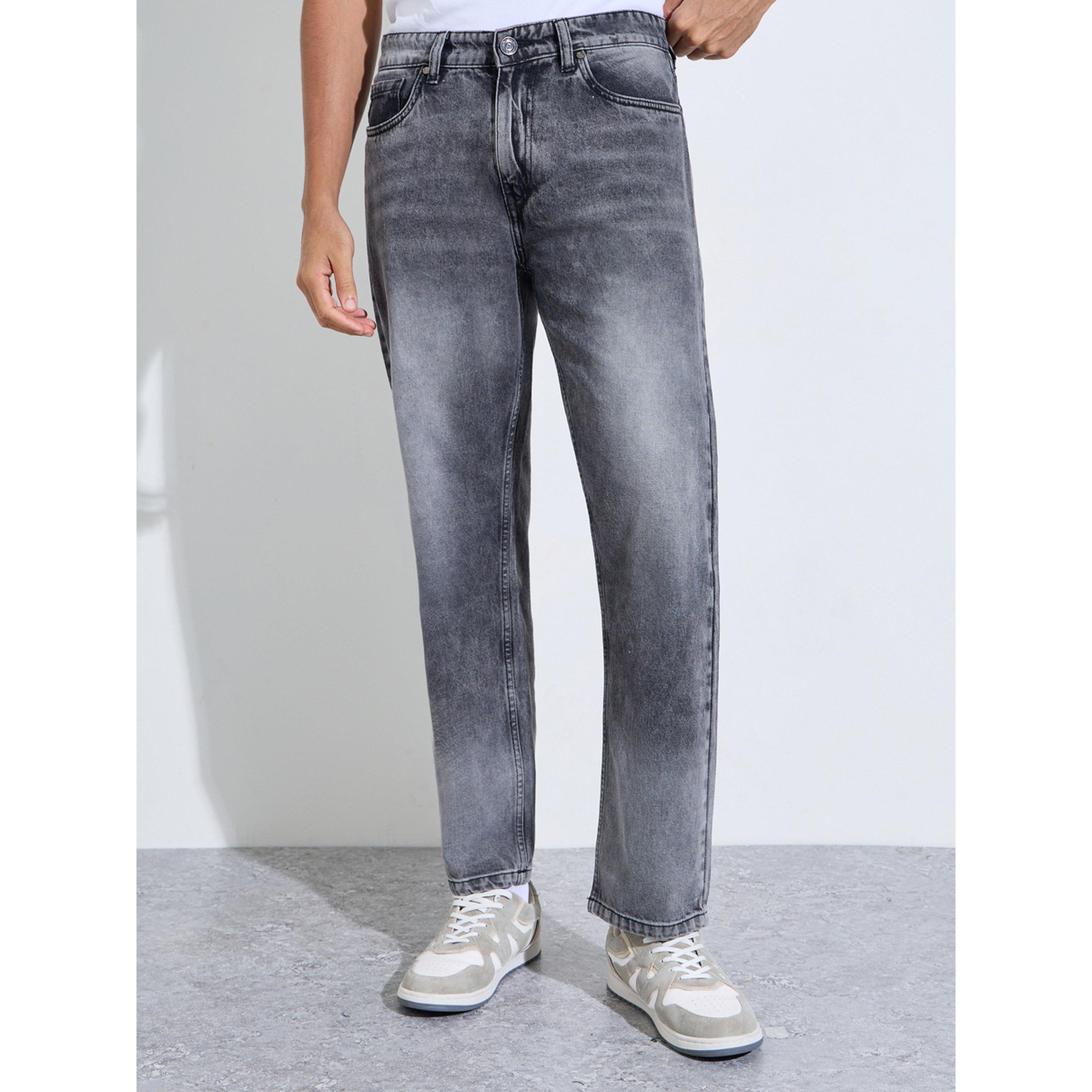Styli Black Mid Washed Relaxed Fit Denim Jeans-men-clothing-jeans-image-1