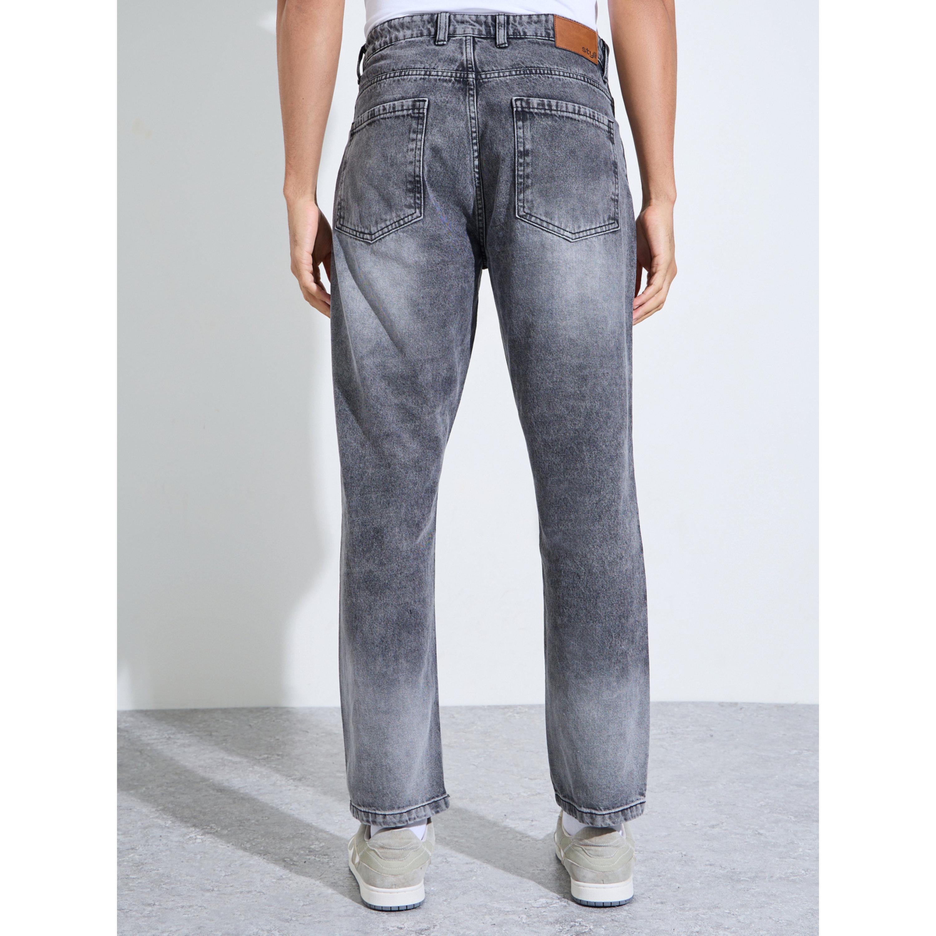 Styli Black Mid Washed Relaxed Fit Denim Jeans-men-clothing-jeans-image-4
