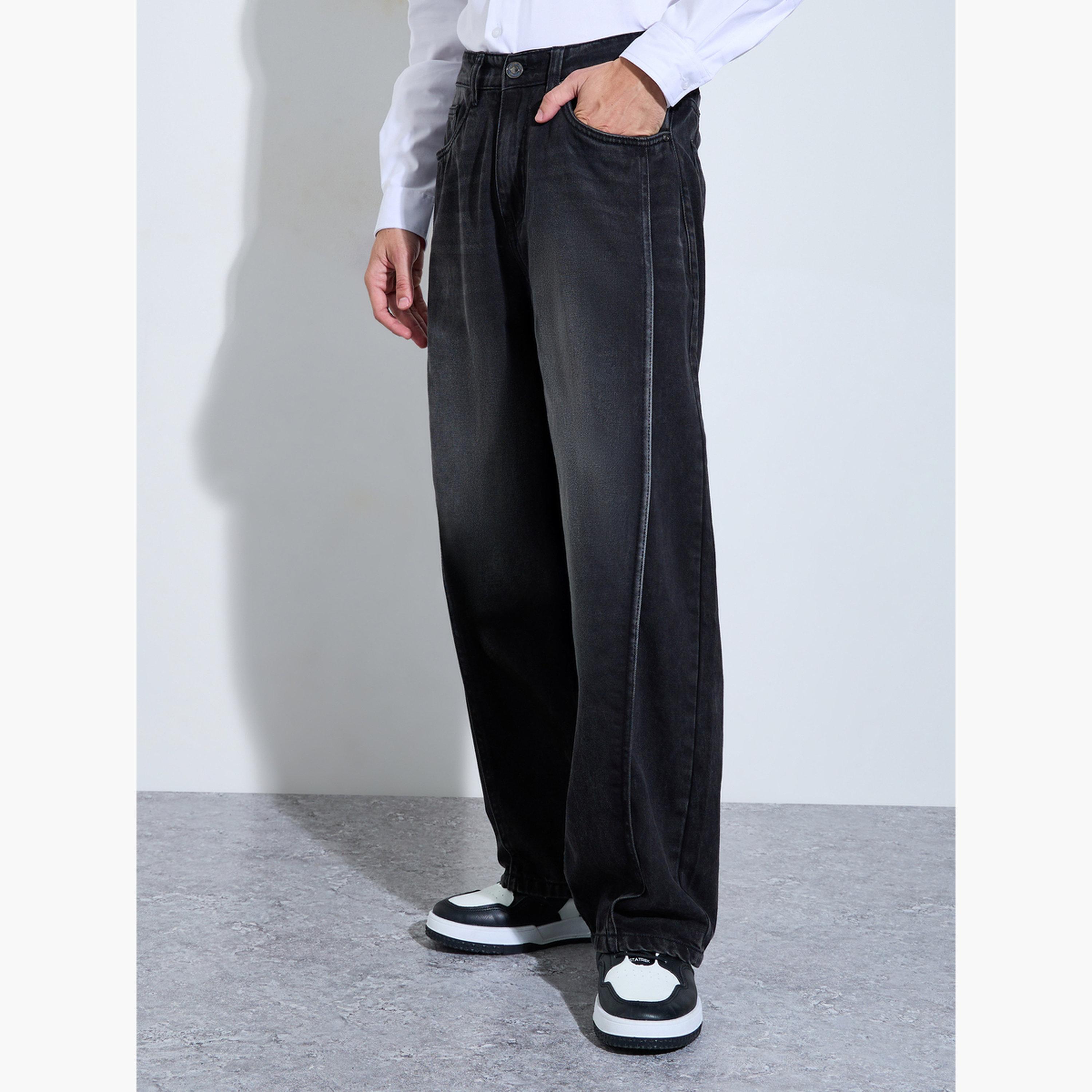 Styli Men Black Panelled Baggy Fit Jeans-men-clothing-bottoms-jeans-image-3
