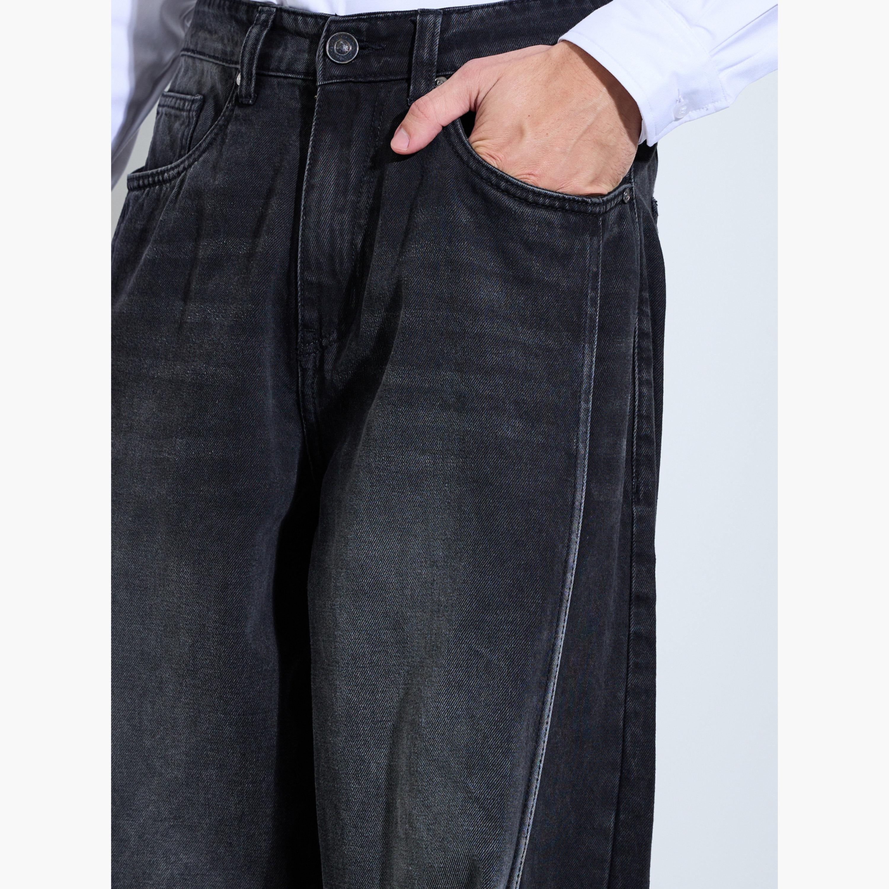 Styli Men Black Panelled Baggy Fit Jeans-men-clothing-bottoms-jeans-image-4