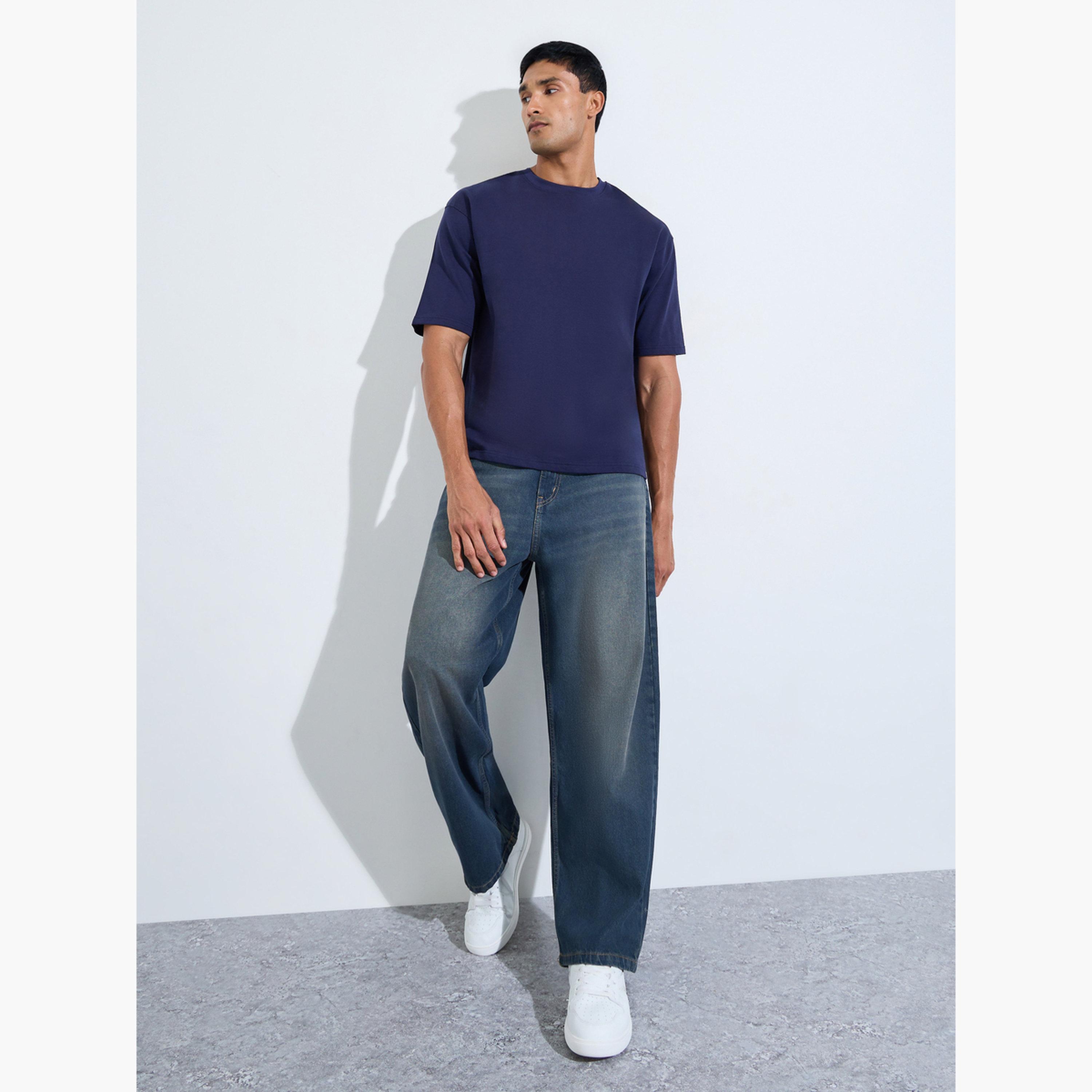 جينز مغسول فضفاض بتفاصيل باهتة للرجال-men-clothing-bottoms-jeans-image-2
