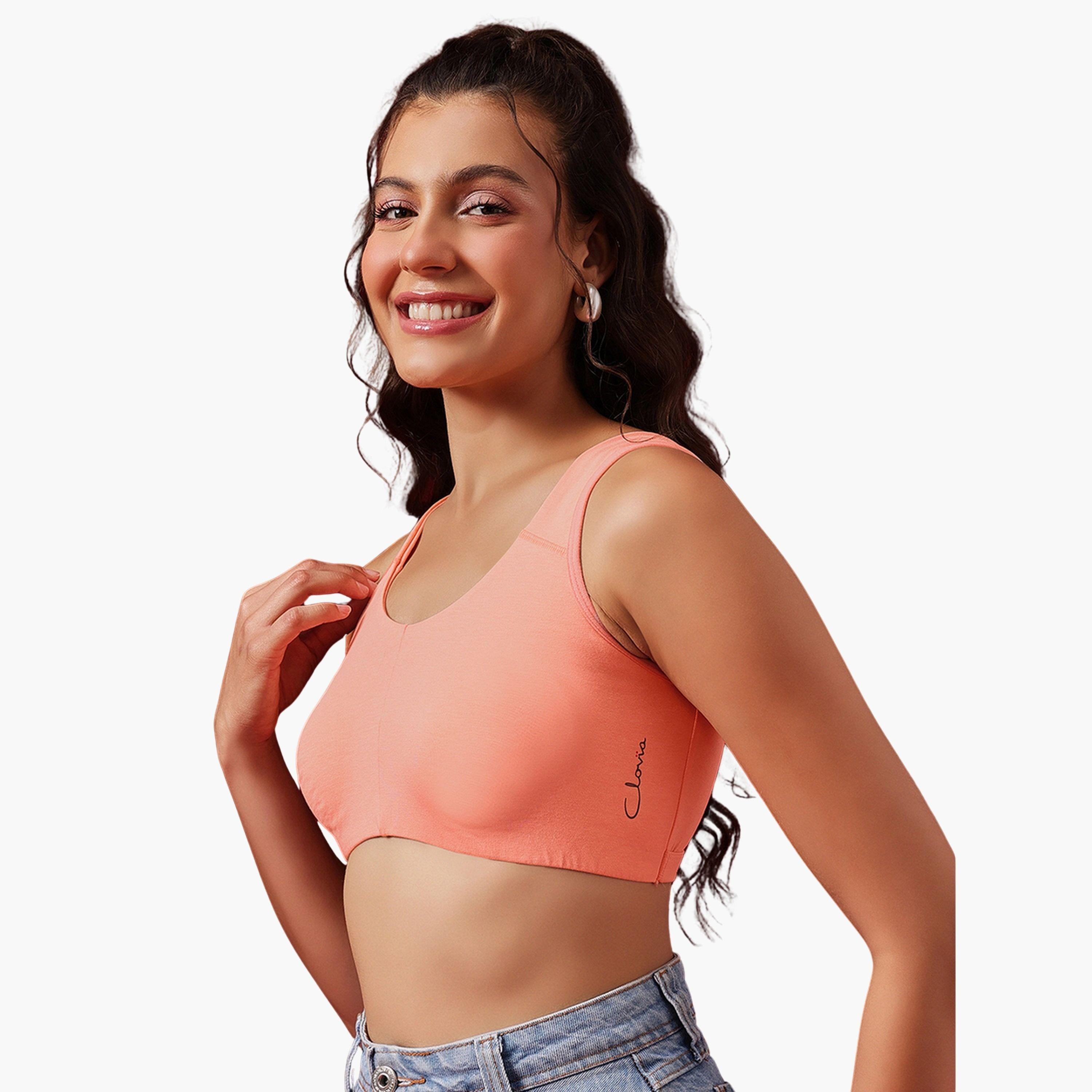 Clovia Peach Non-Padded Non-Wired Full Coverage Everyday T-Shirt Bra-women-clothing-lingerie-bras-image-2