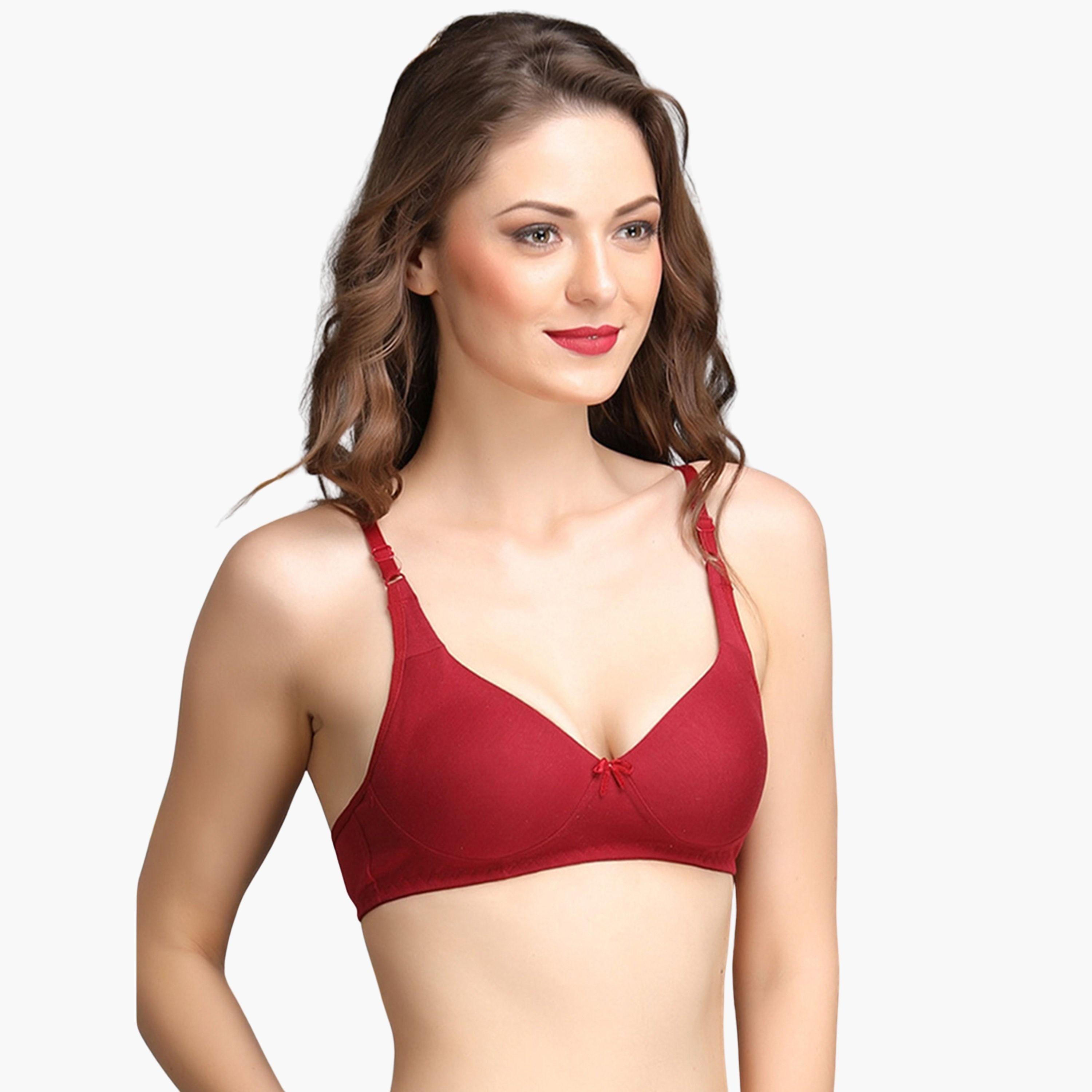 Clovia Maroon Non-Padded Non-Wired Full Coverage Cotton T-shirt Bra-women-clothing-lingerie-bras-image-1
