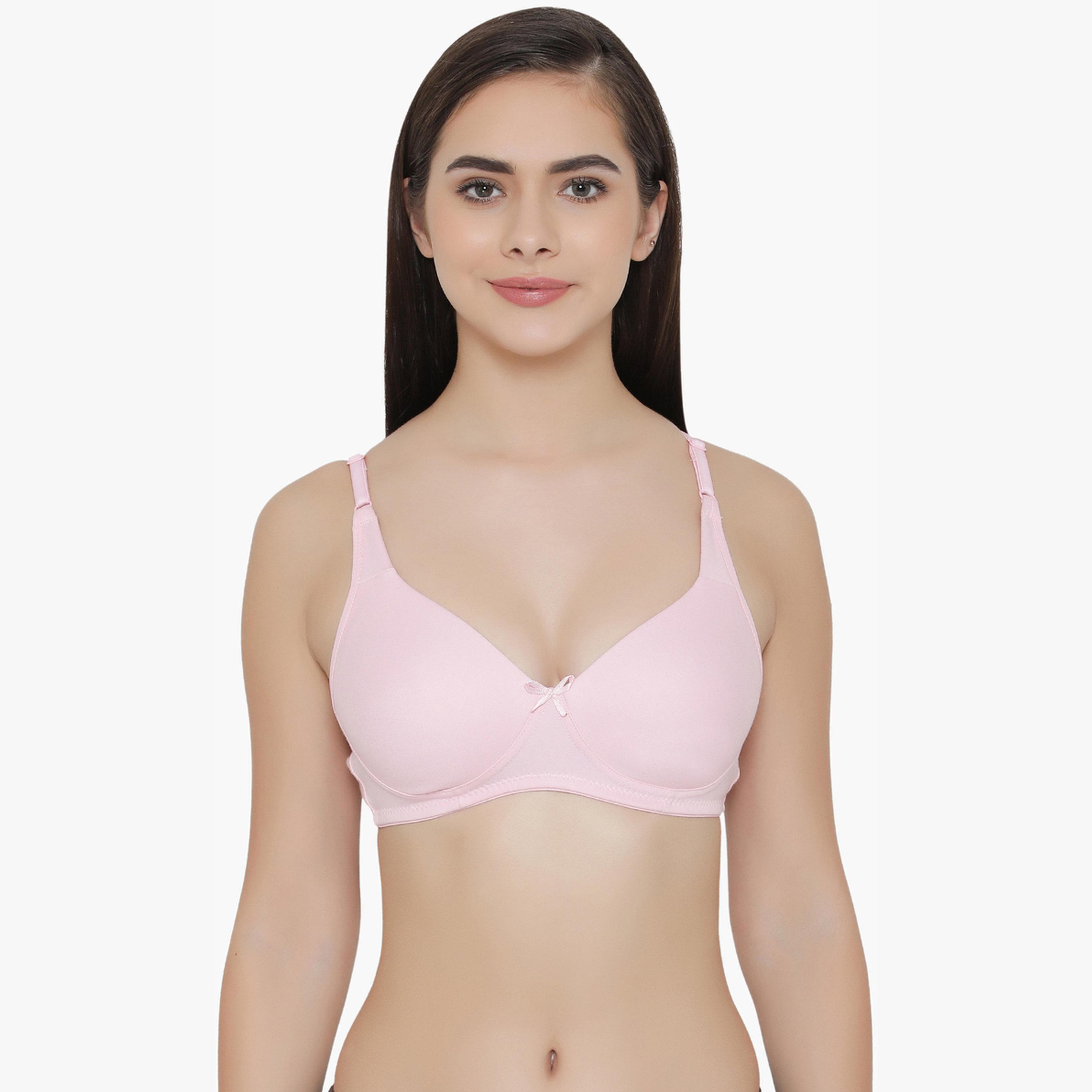 Clovia Pink Non-Padded Non-Wired Layered Cups Cotton Rich Bra-women-clothing-lingerie-bras-image-1