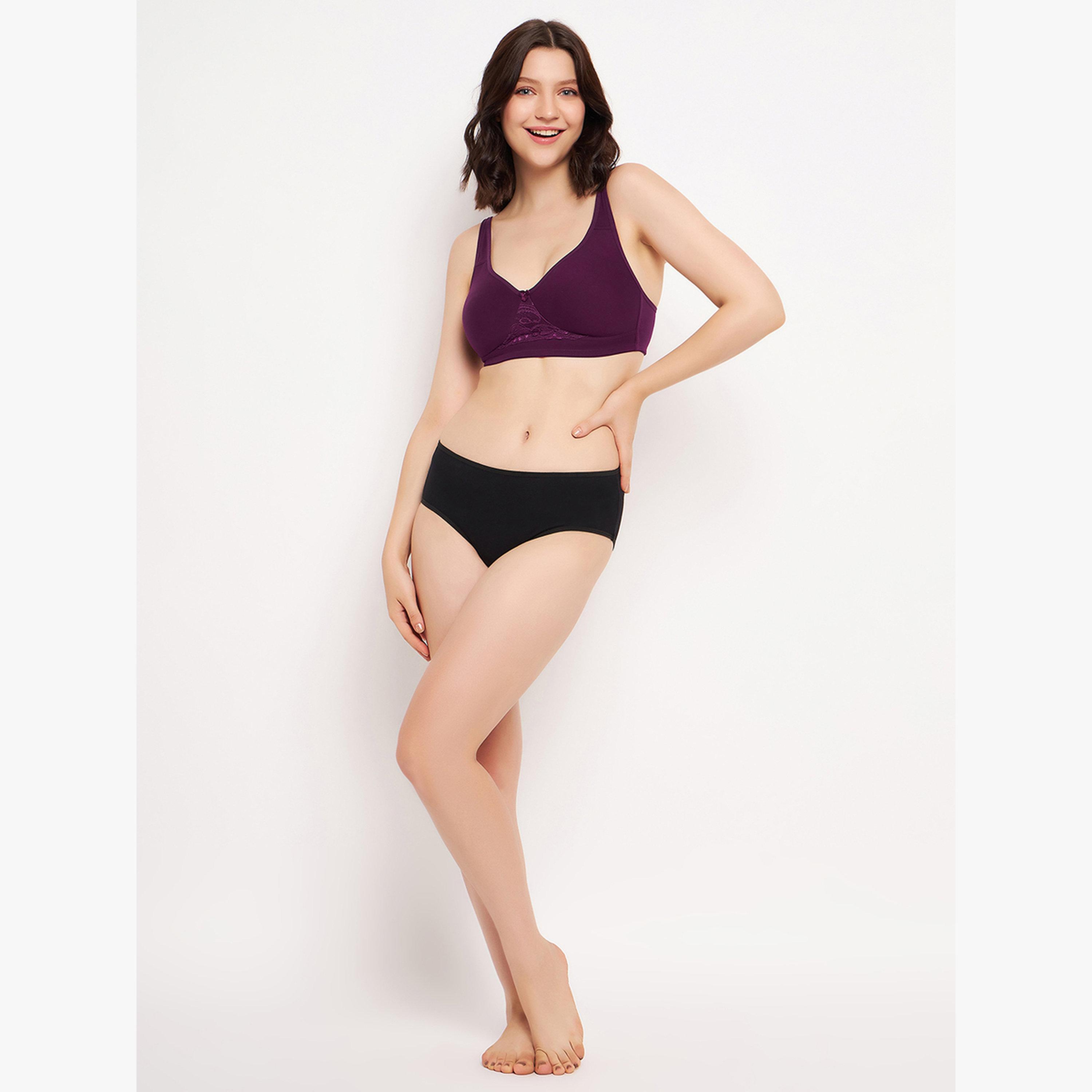 Clovia Purple Padded Non-Wired Full Coverage Cotton Rich T-Shirt Bra-women-clothing-lingerie-bras-image-2
