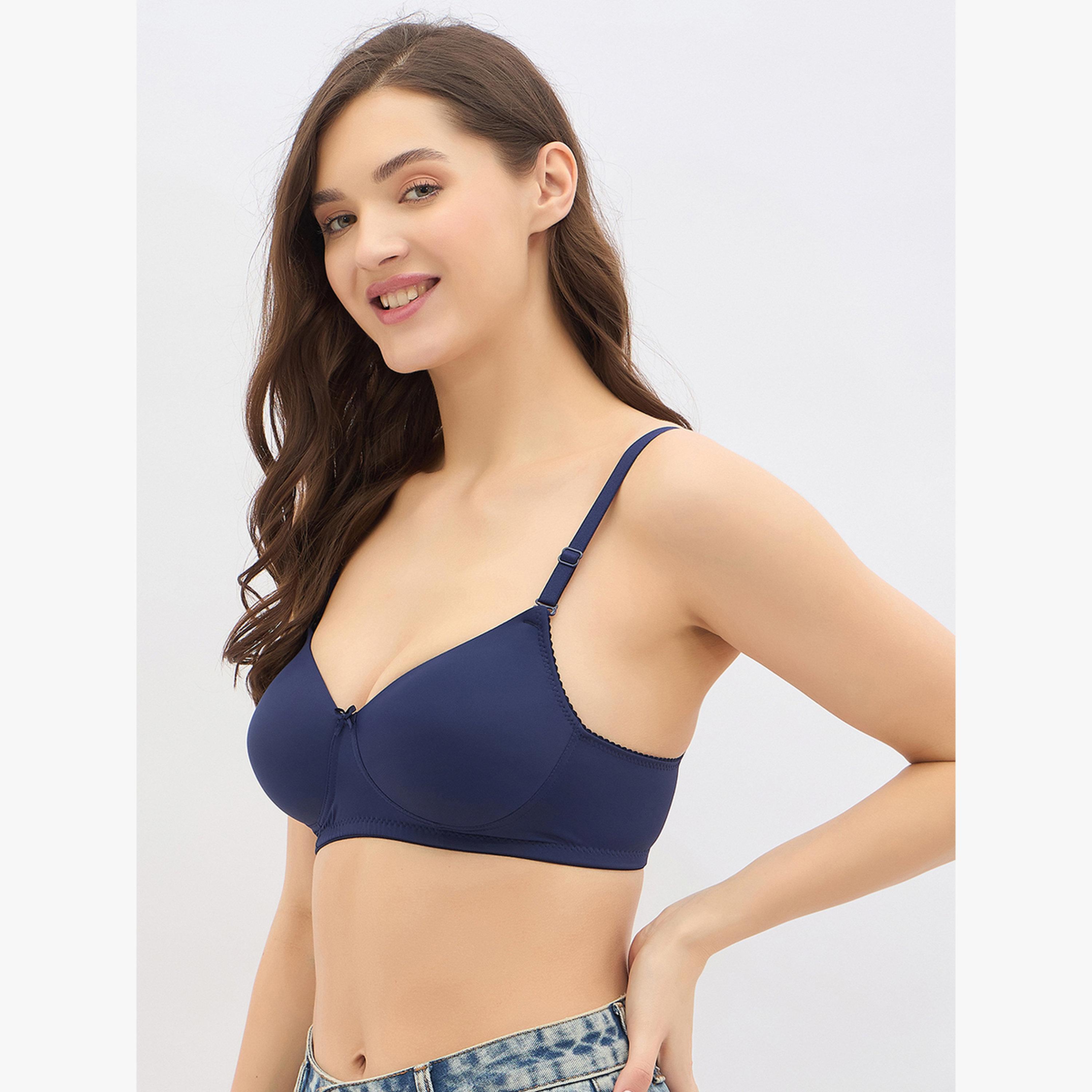 Clovia Navy Padded Non-Wired Full Coverage Multiway T-Shirt Bra-women-clothing-lingerie-bras-image-3