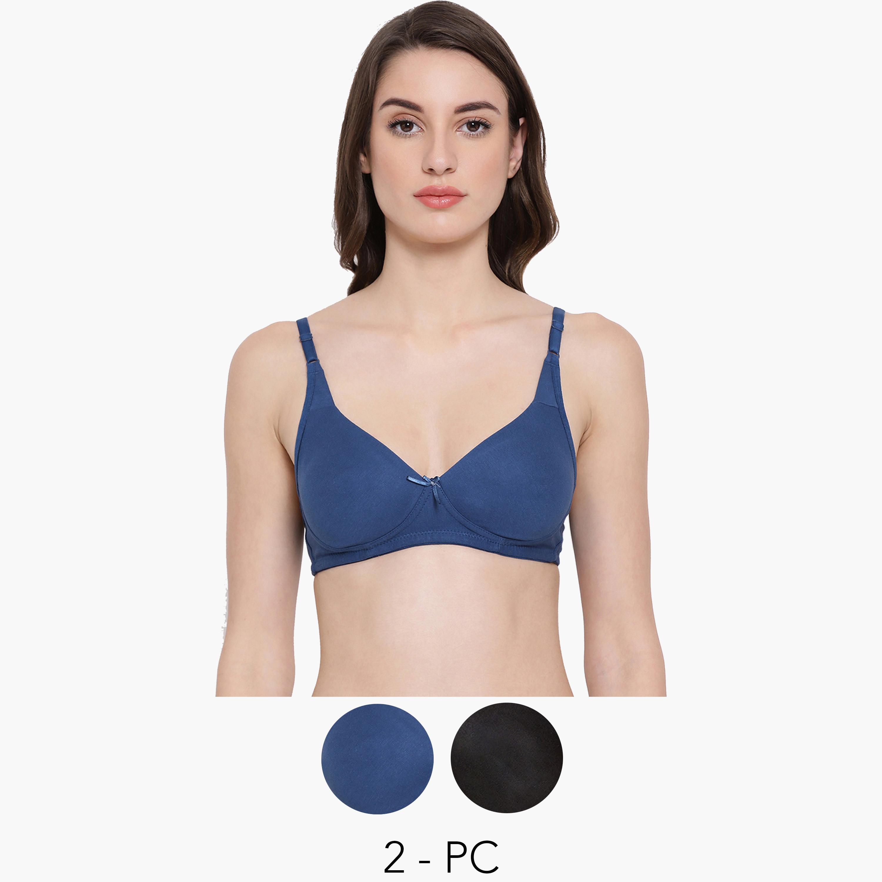 Clovia Pack of 2 - Non-Padded Non-Wired Cotton T-Shirt Bra-women-clothing-lingerie-bras-image-1