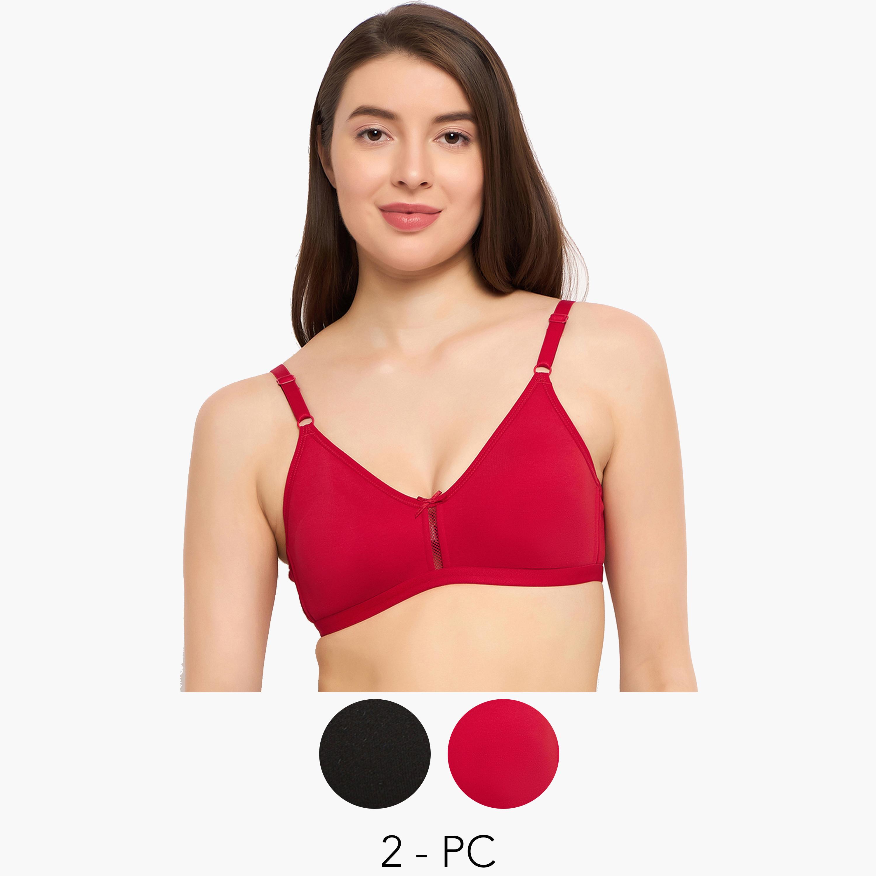 Clovia Pack of 2 - Non-Padded Non-Wired Cotton T-Shirt Bra-women-clothing-lingerie-bras-image-1