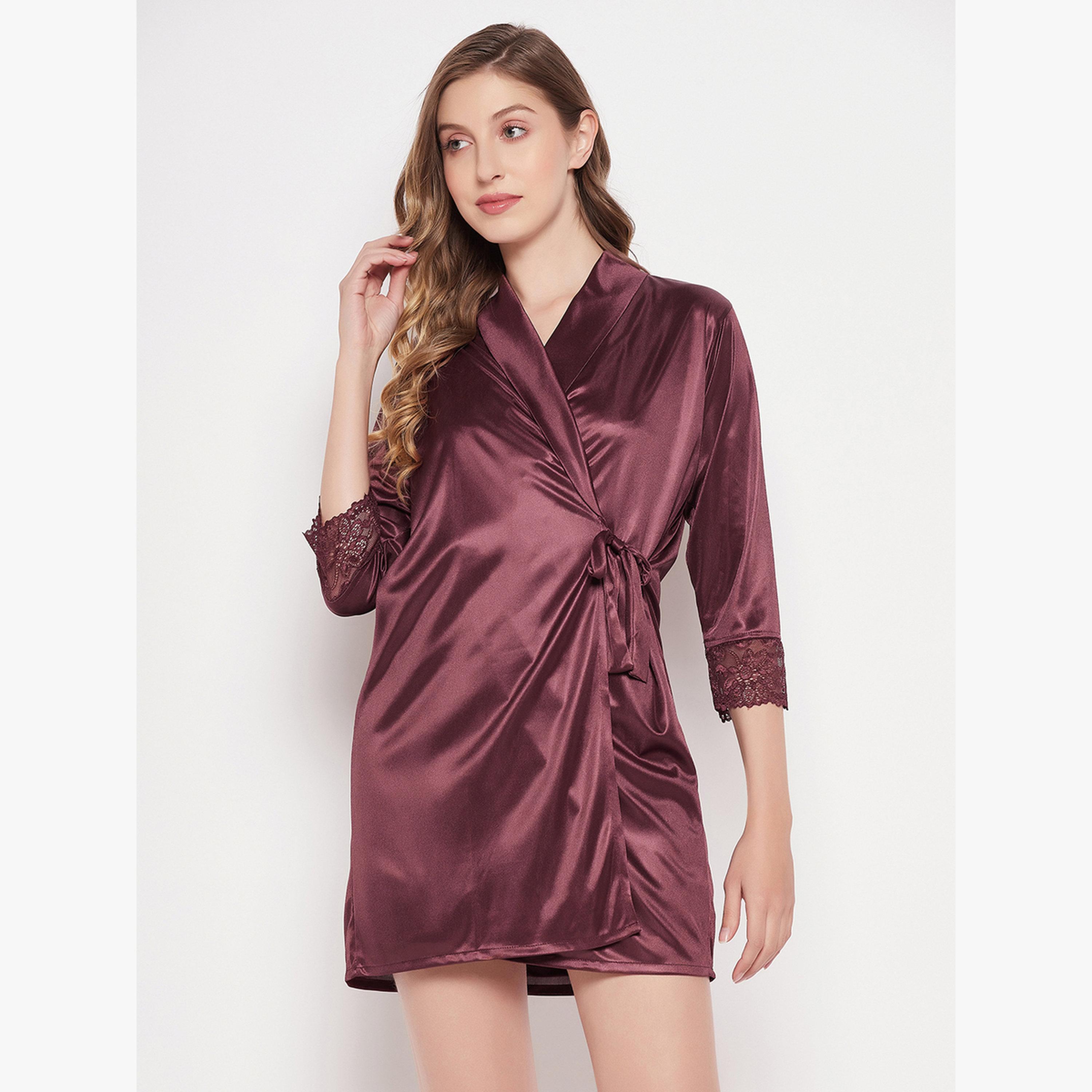 طقم روب وقميص نوم بتفاصيل دانتيل قطعتين-women-clothing-nightwear-robes-image-1