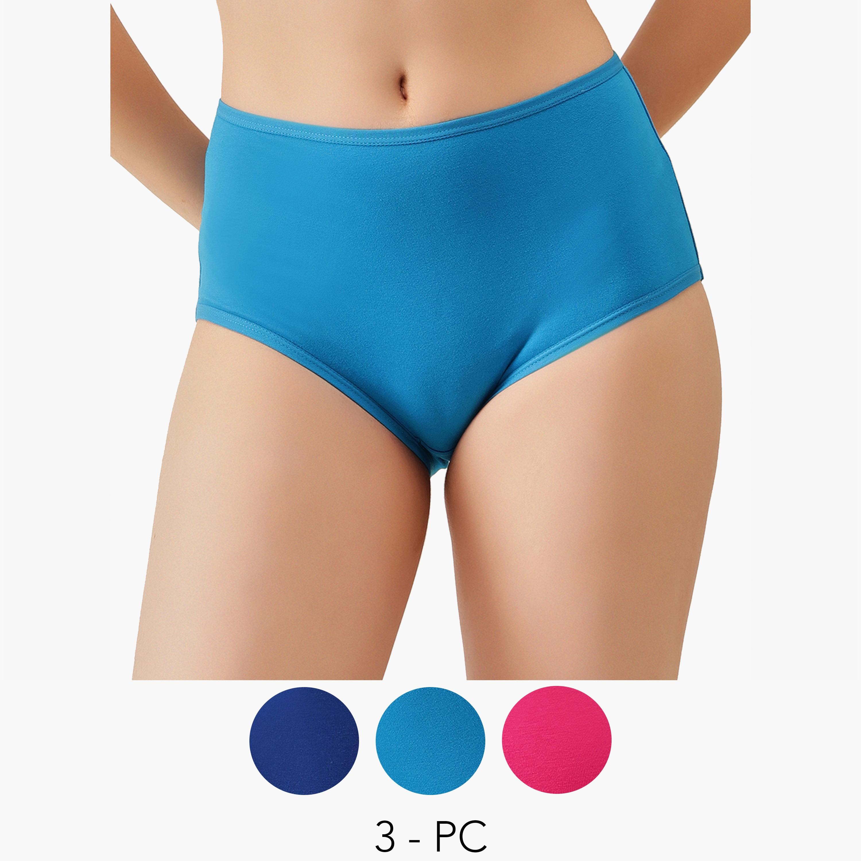 طقم سراويل داخلية قطن بخصر مرتفع 3 قطع-women-clothing-lingerie-panties-image-1
