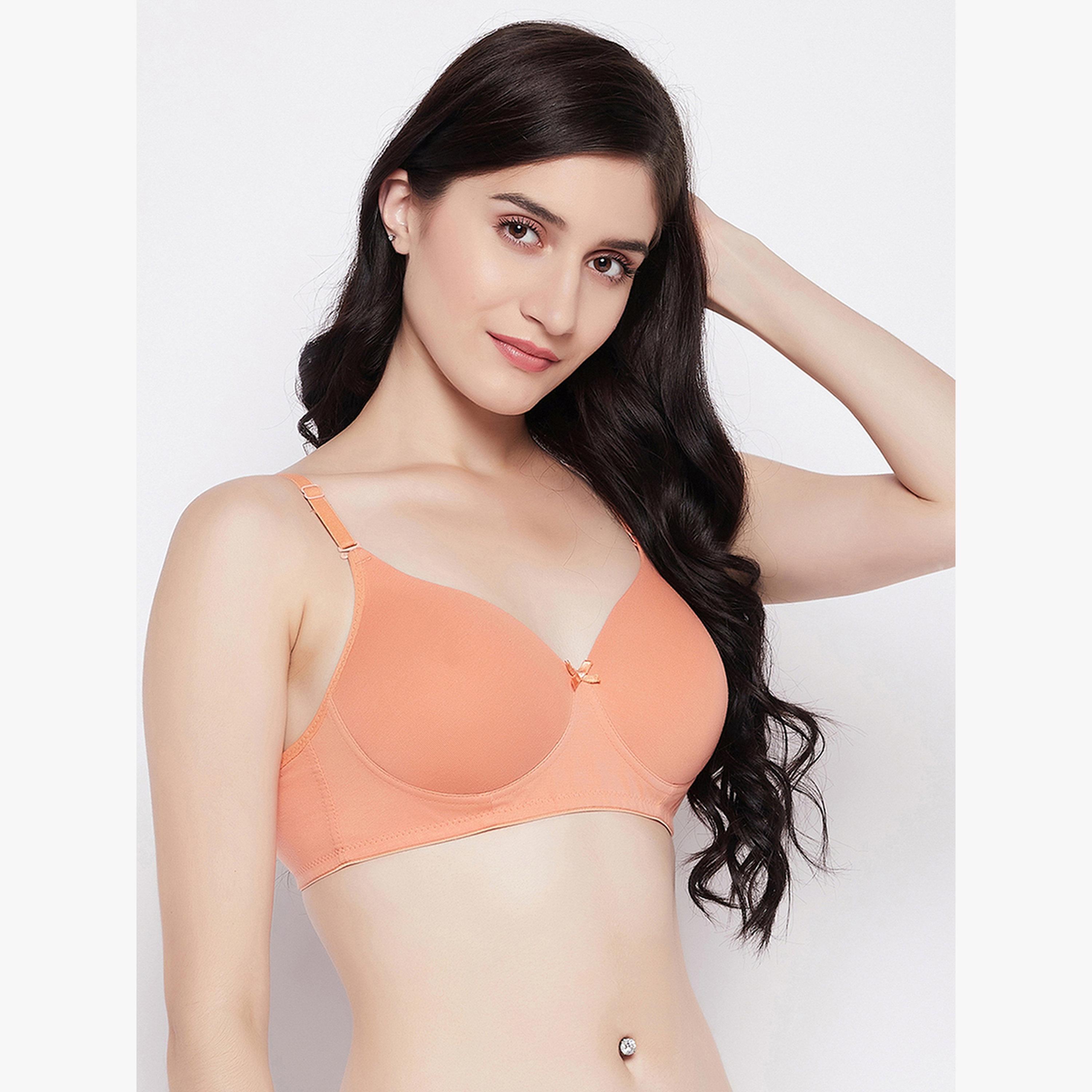 Clovia Peach Padded Non-Wired Demi Cup Multiway T-shirt Bra-women-clothing-lingerie-bras-image-1