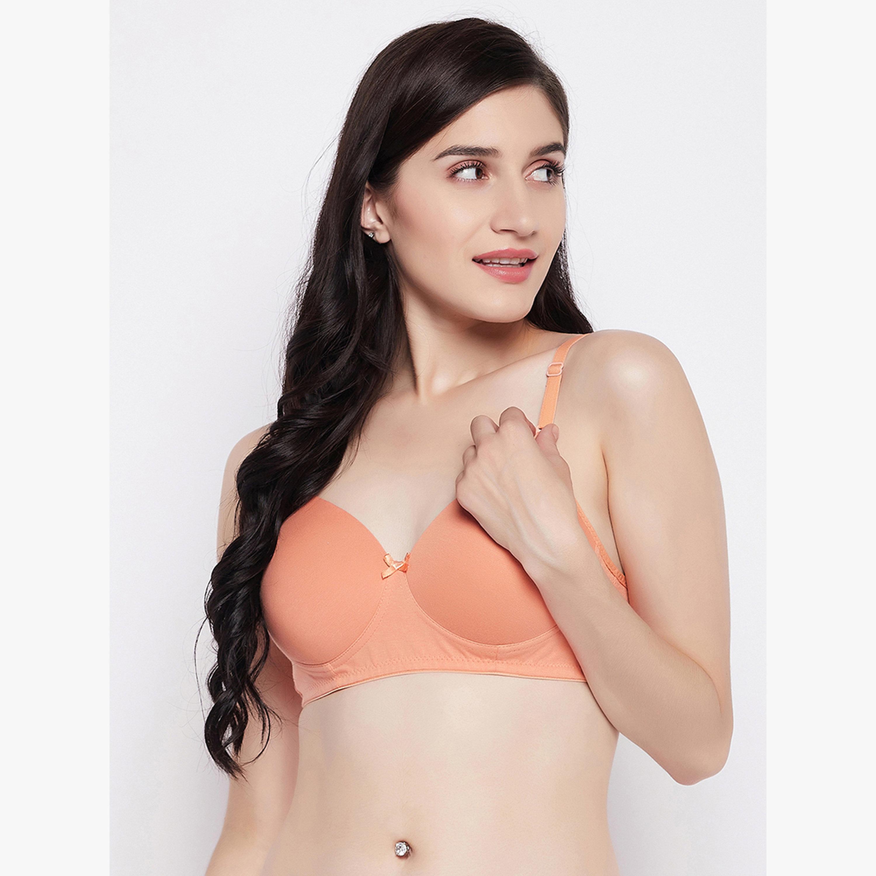Clovia Peach Padded Non-Wired Demi Cup Multiway T-shirt Bra-women-clothing-lingerie-bras-image-3