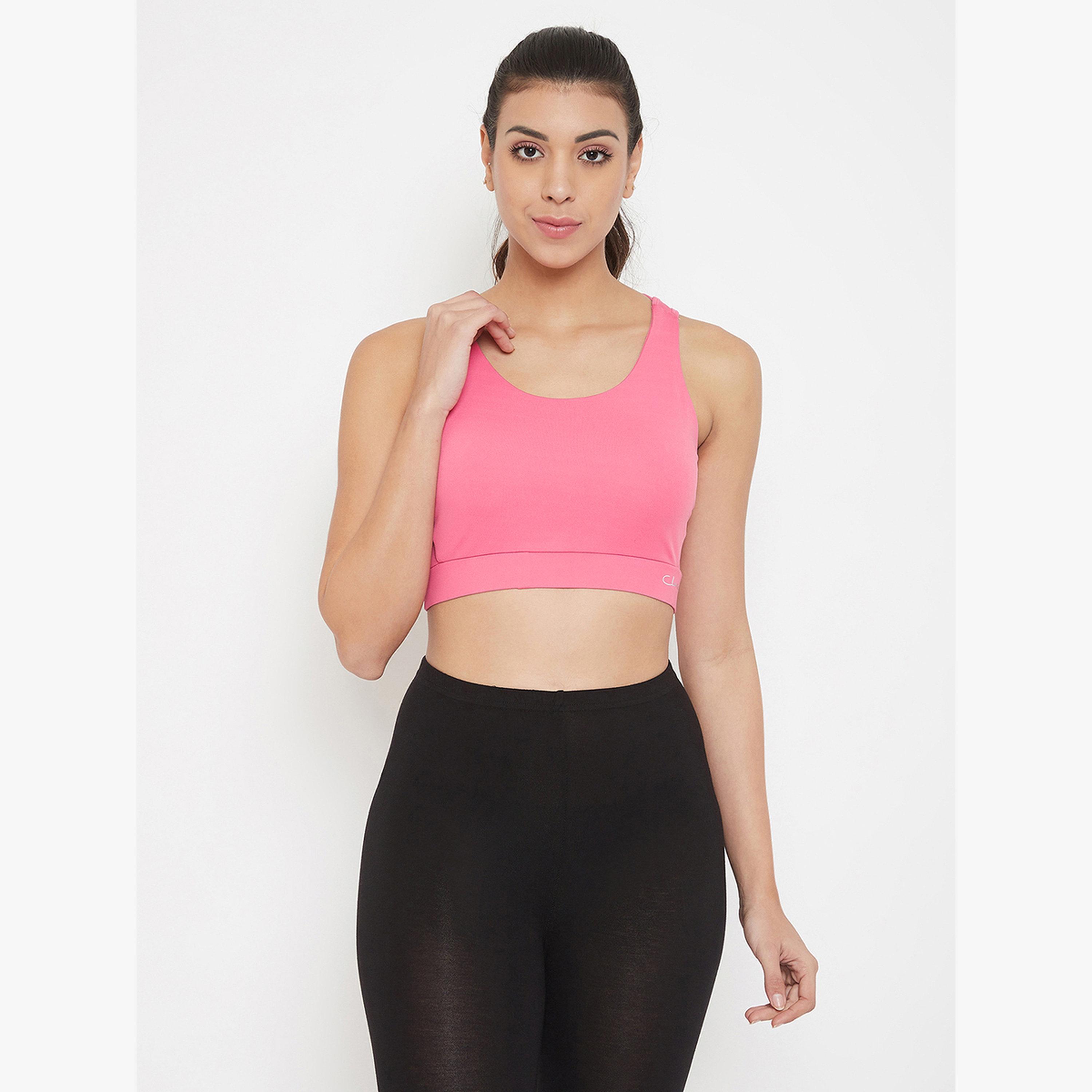 Clovia Pink Medium Impact Padded Racerback Sports Bra-sports-women-clothing-sportsbras-image-1