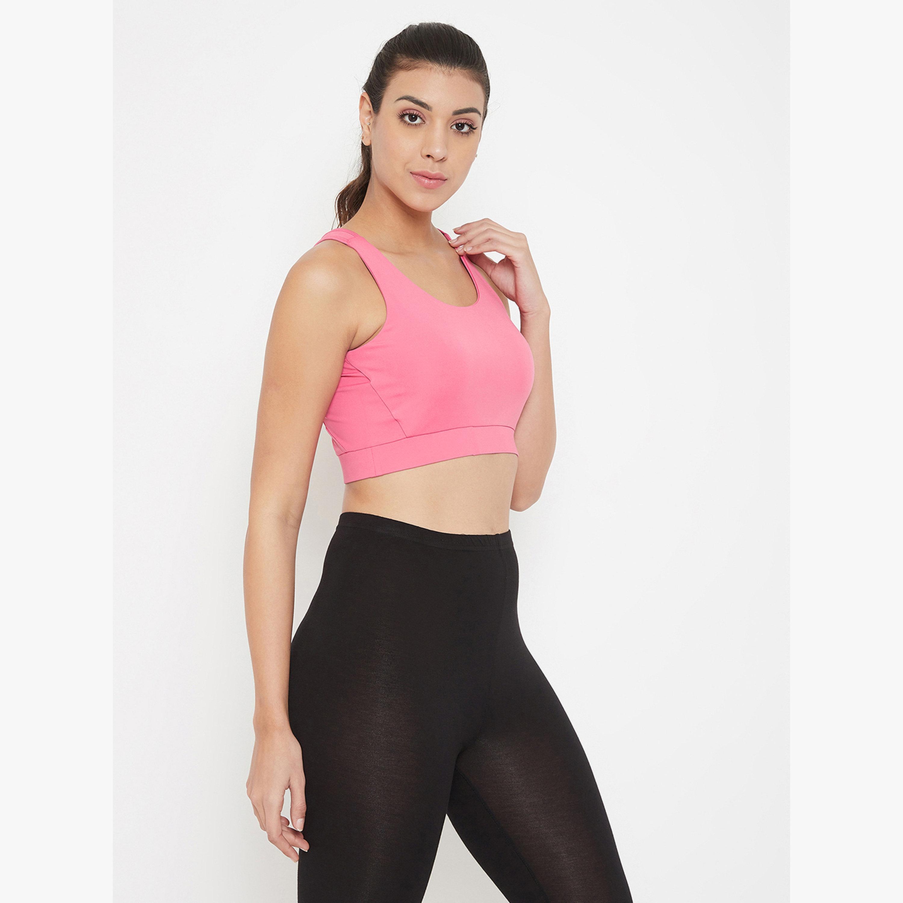 Clovia Pink Medium Impact Padded Racerback Sports Bra-sports-women-clothing-sportsbras-image-3