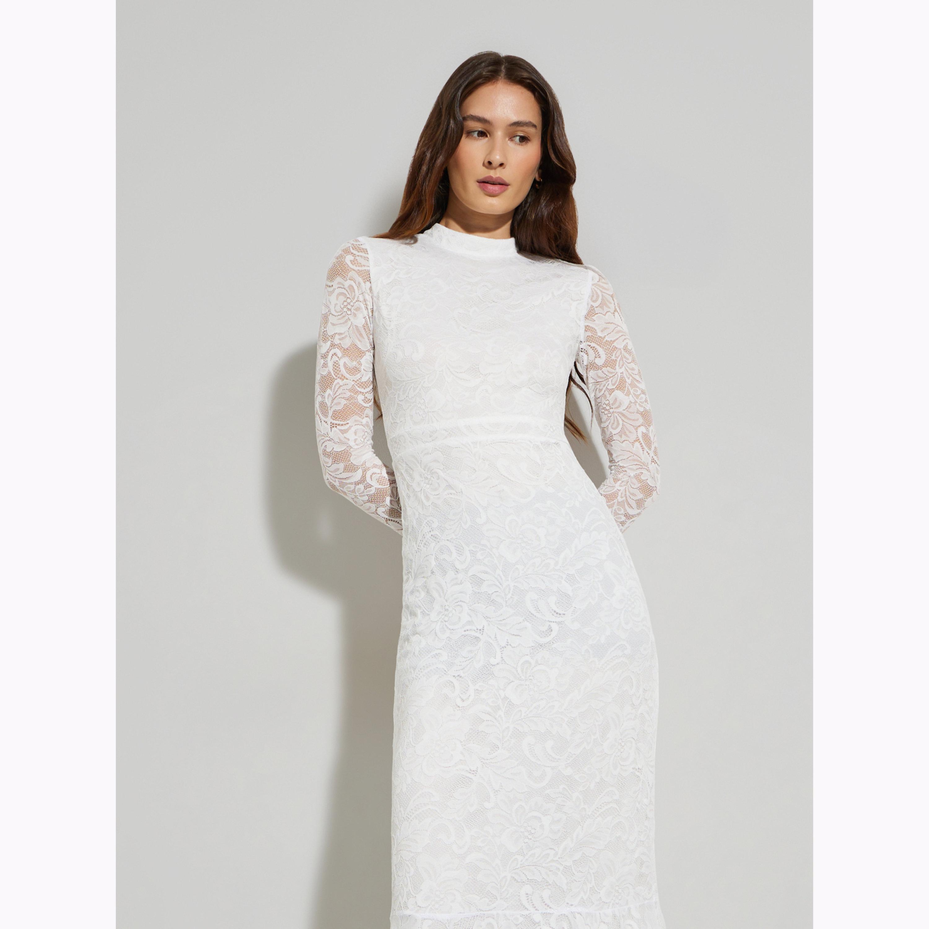 Styli White Lace Mermaid Hem Maxi Dress-women-clothing-dresses-image-3