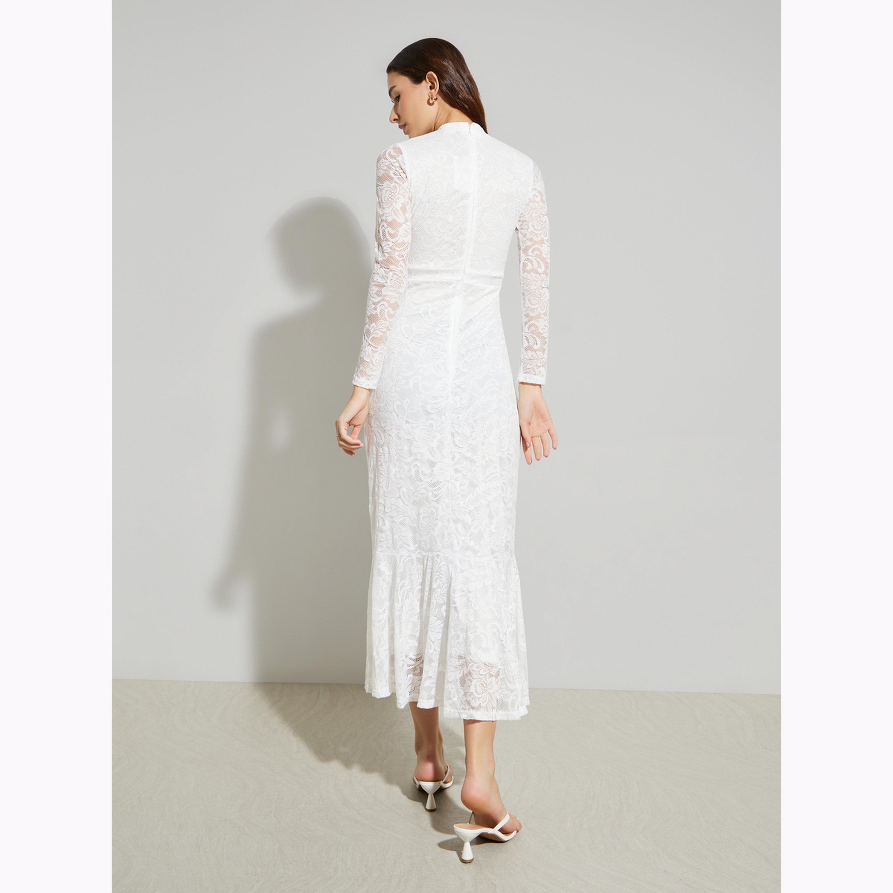 Styli White Lace Mermaid Hem Maxi Dress-women-clothing-dresses-image-4