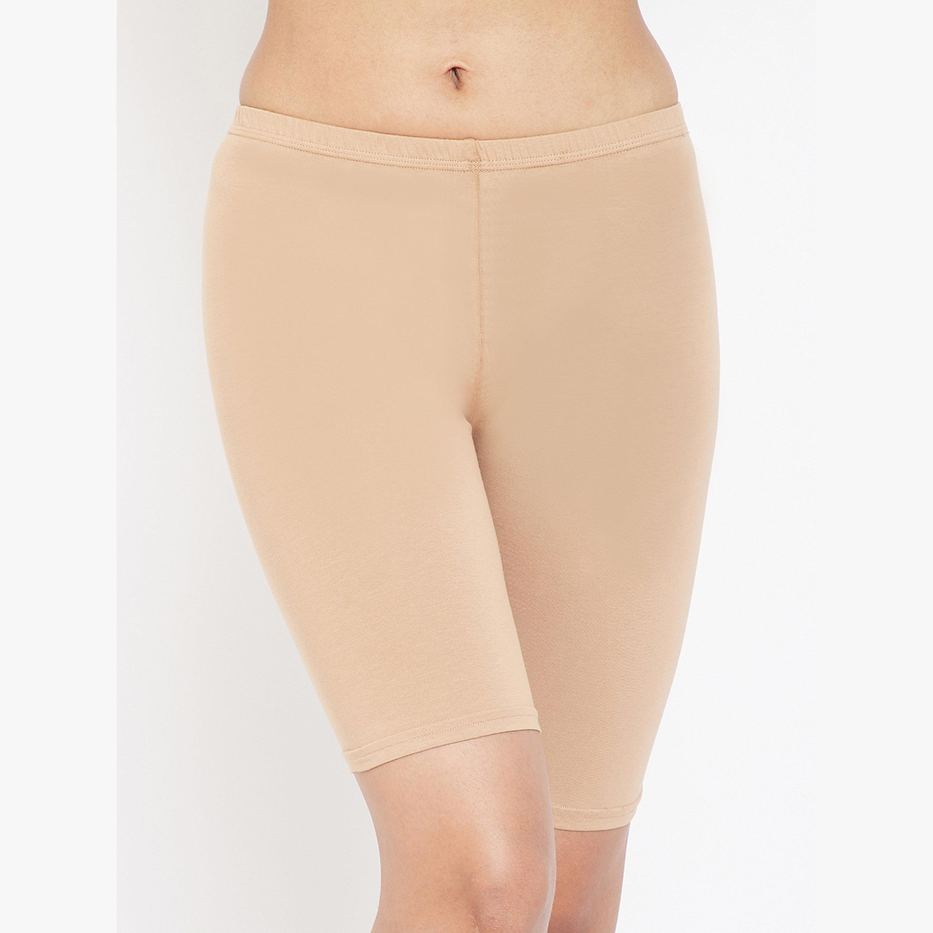 Clovia Beige Cotton Mid Waist Cycling Shorts with Inner Elastic-women-clothing-sportswearandactivewear-bottoms-athleticskirtsandshorts-image-1