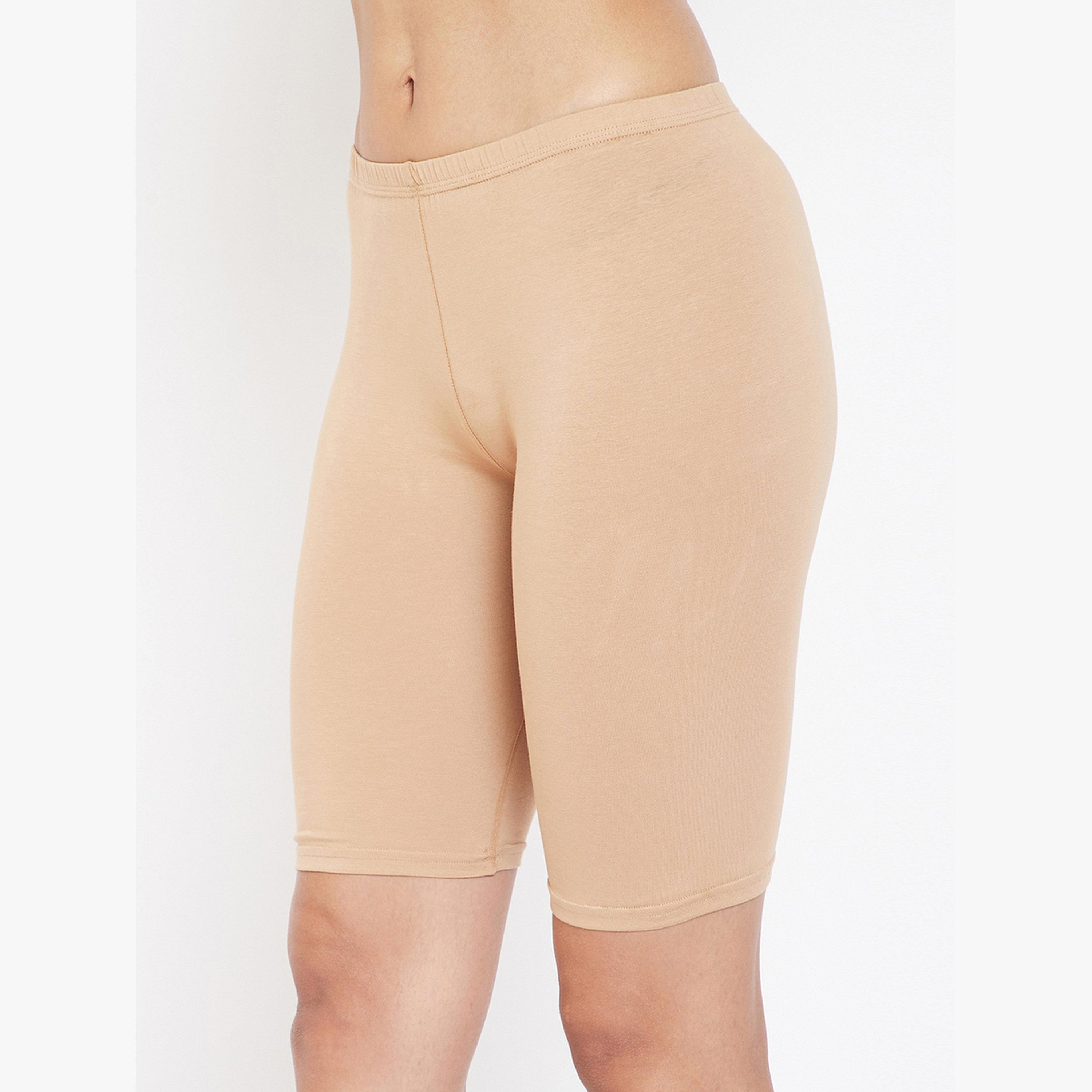 شورت سايكلنغ قطن بخصر متوسط ومطاط داخلي-women-clothing-sportswearandactivewear-bottoms-athleticskirtsandshorts-image-2